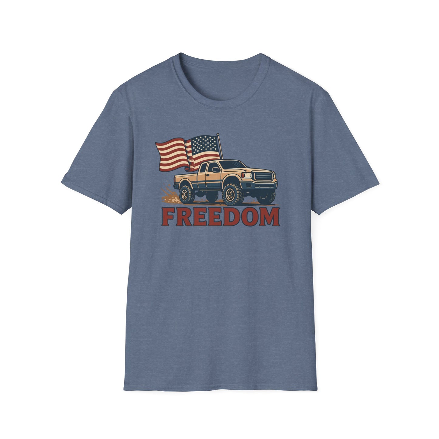 T-Shirt with American Freedom Pickup Truck Design - 4th of July Outfit, American Dream Shirt, American Pride Shirt
