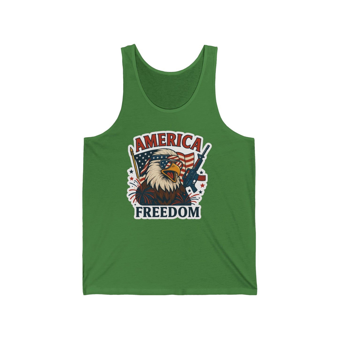 Tank Top - Patriotic America Freedom Eagle Flag Rifle Sunglasses Fireworks - 4th of July tank, Eagle and flag top, Freedom themed tank