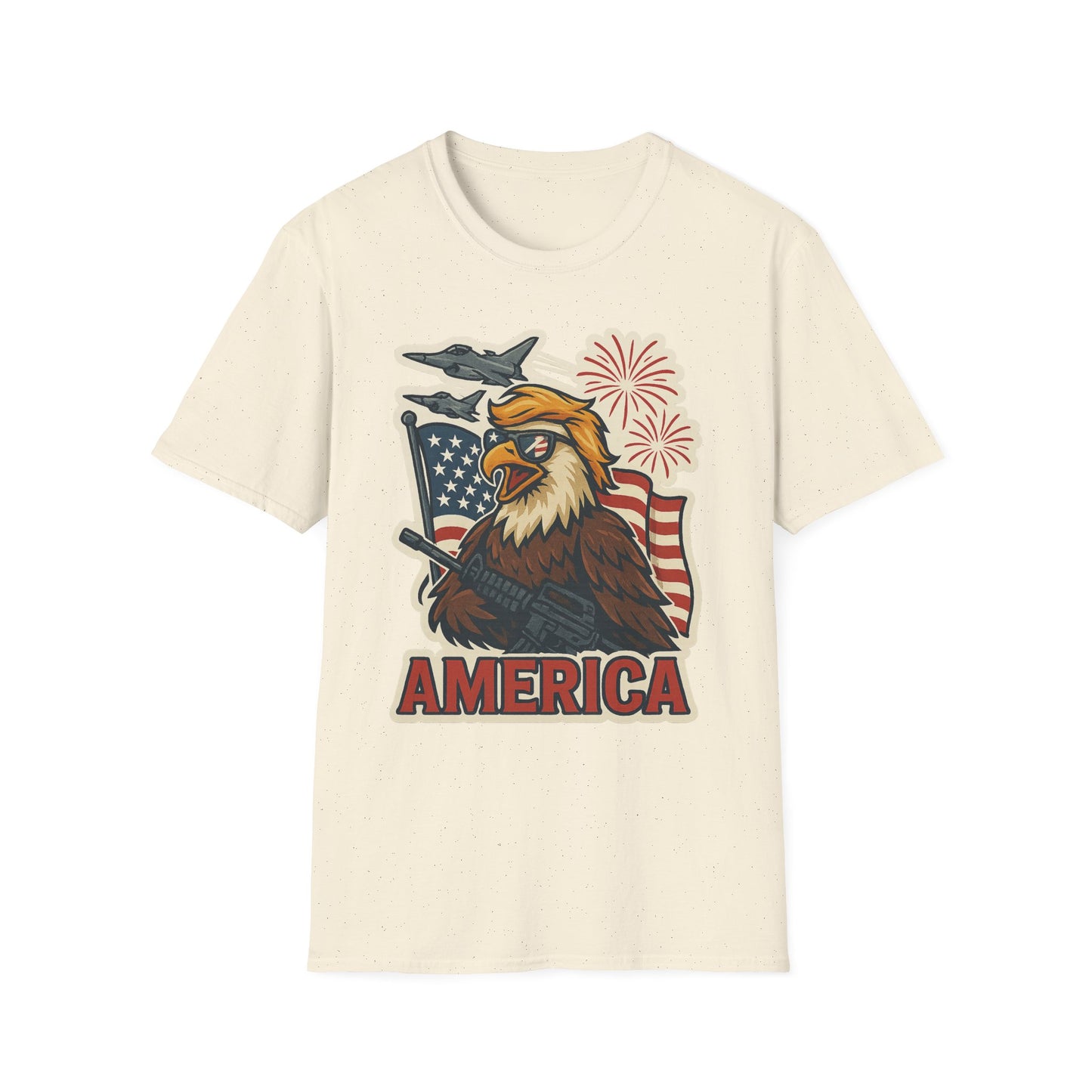 Patriotic T-Shirt with America Jets and Eagle Design - Air Force Jets Tee, American Eagles, American Flag Shirt
