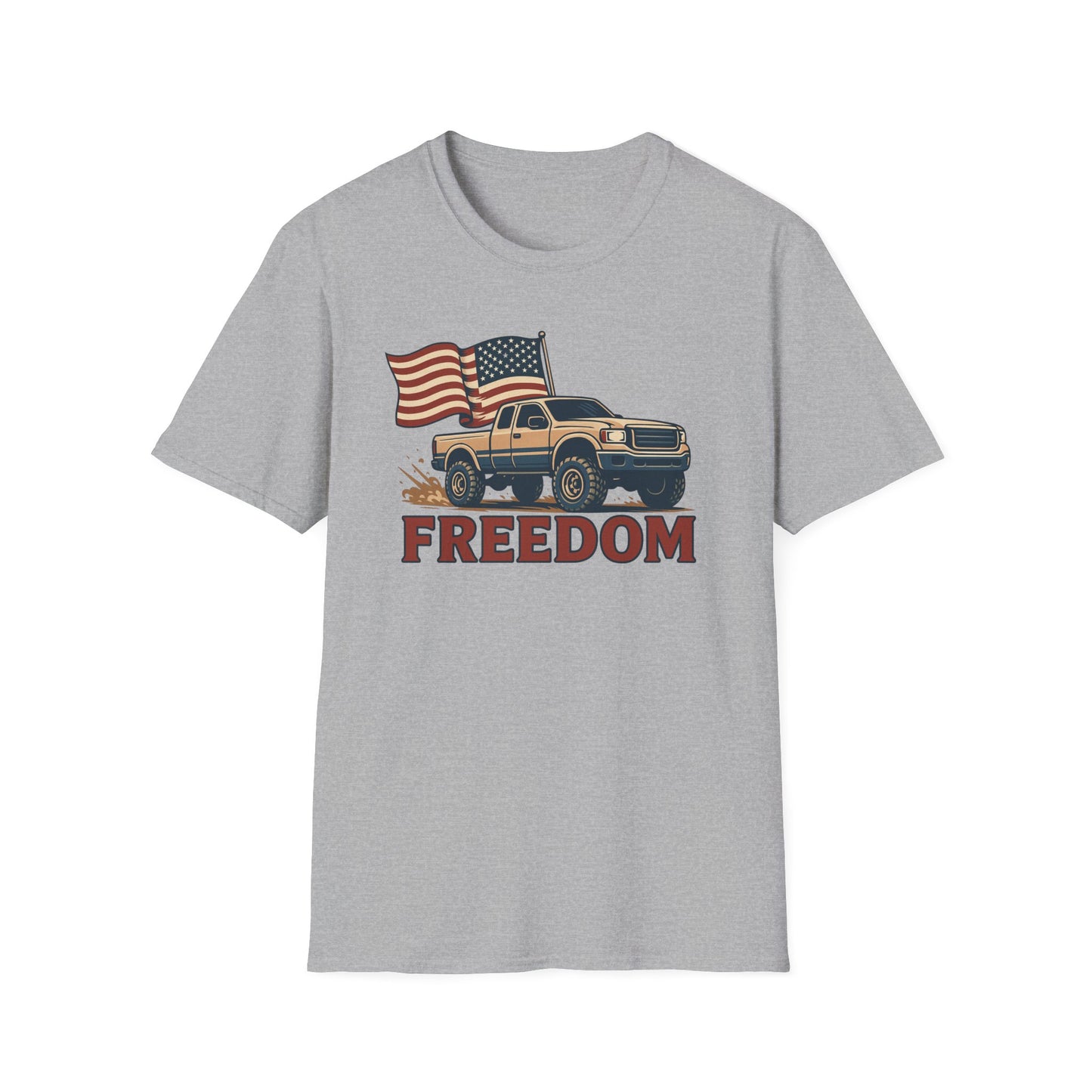 T-Shirt with American Freedom Pickup Truck Design - 4th of July Outfit, American Dream Shirt, American Pride Shirt