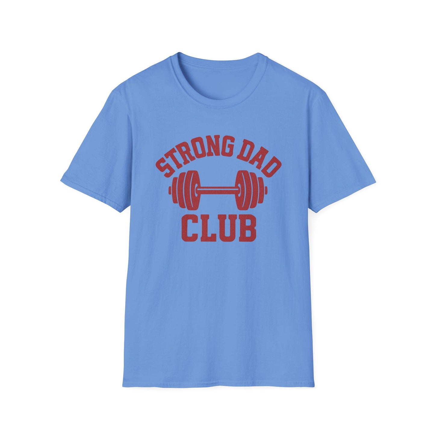 T-Shirt Gym Dad 'Strong Dad Club' Barbell Emblem Athletic Tee - Athletic Dad, Barbell Design, Barbell Emblem
