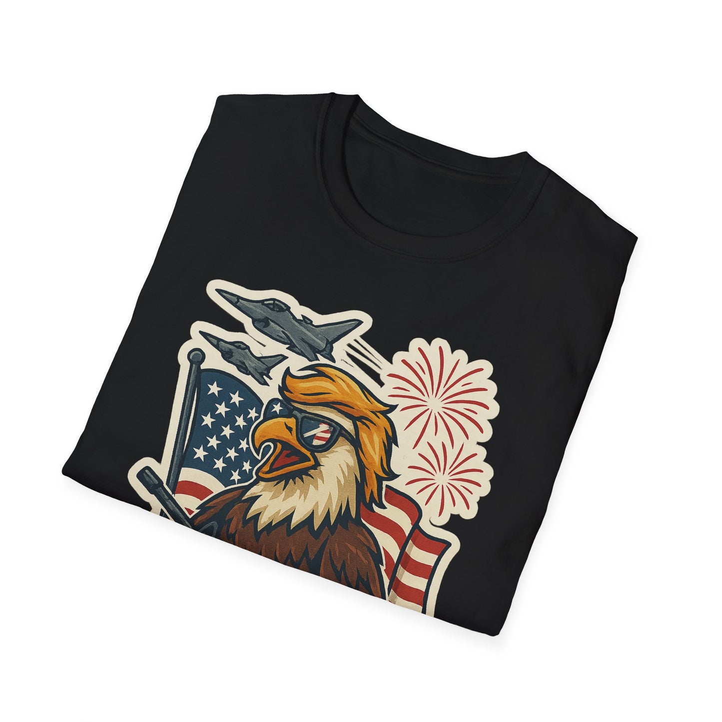 Patriotic T-Shirt with America Jets and Eagle Design - Air Force Jets Tee, American Eagles, American Flag Shirt