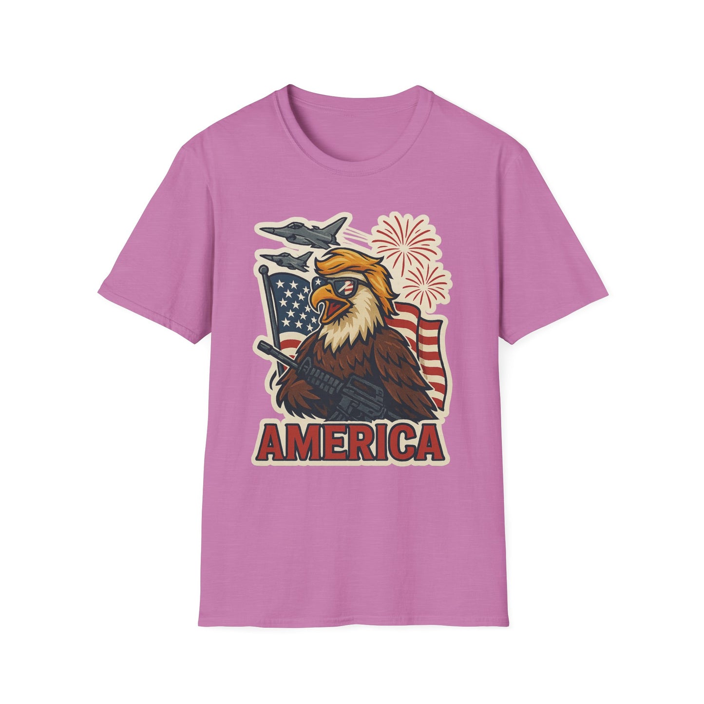 Patriotic T-Shirt with America Jets and Eagle Design - Air Force Jets Tee, American Eagles, American Flag Shirt
