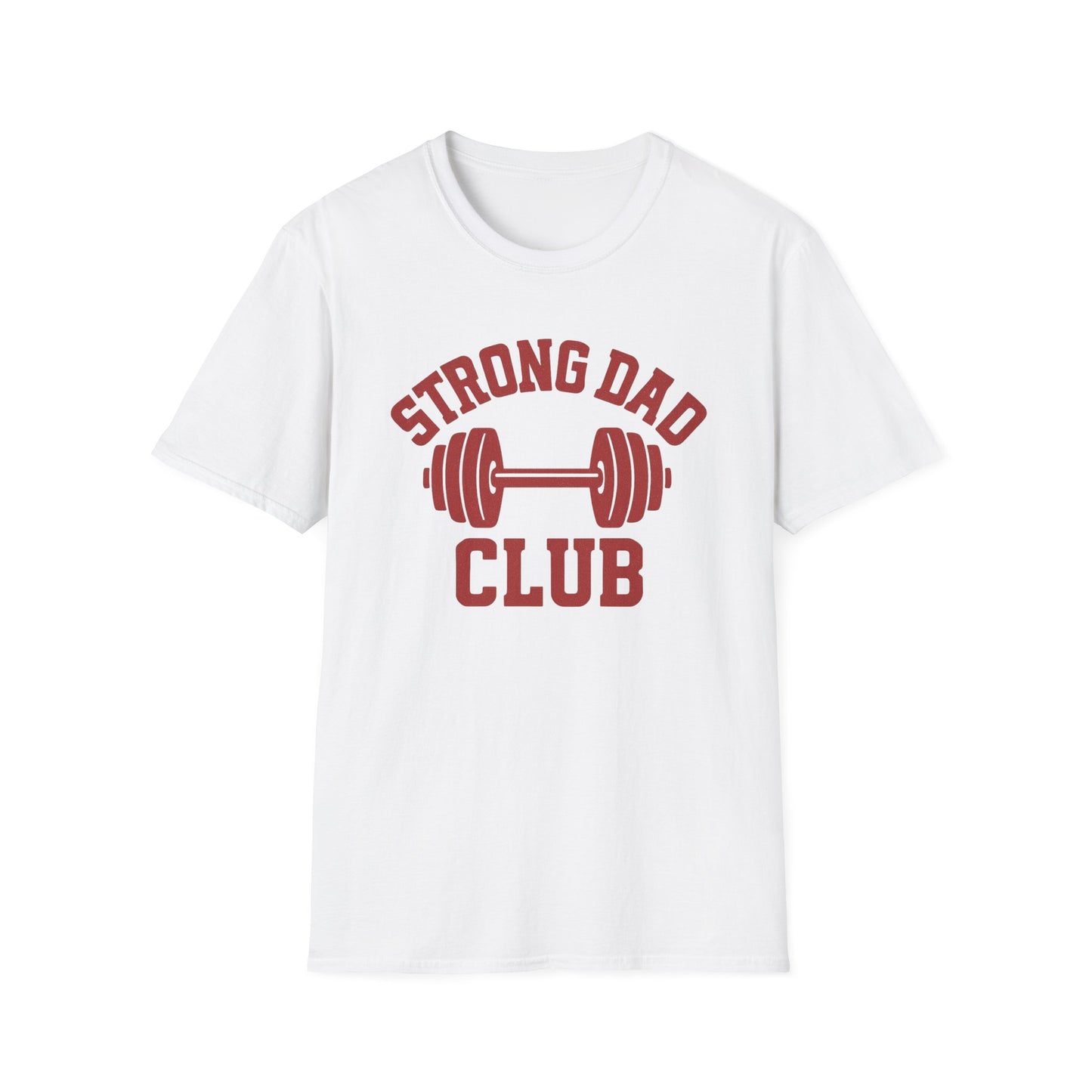 T-Shirt Gym Dad 'Strong Dad Club' Barbell Emblem Athletic Tee - Athletic Dad, Barbell Design, Barbell Emblem