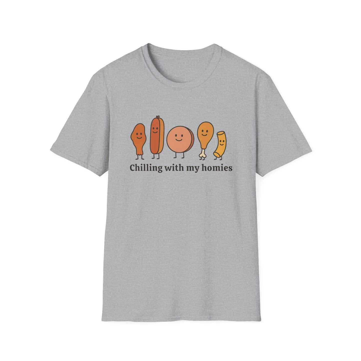 Chilling with my homies chicken wing hot dog bologna chicken macaroni Tee - Casual Apparel, Chicken Wing Lover, Chill Vibes