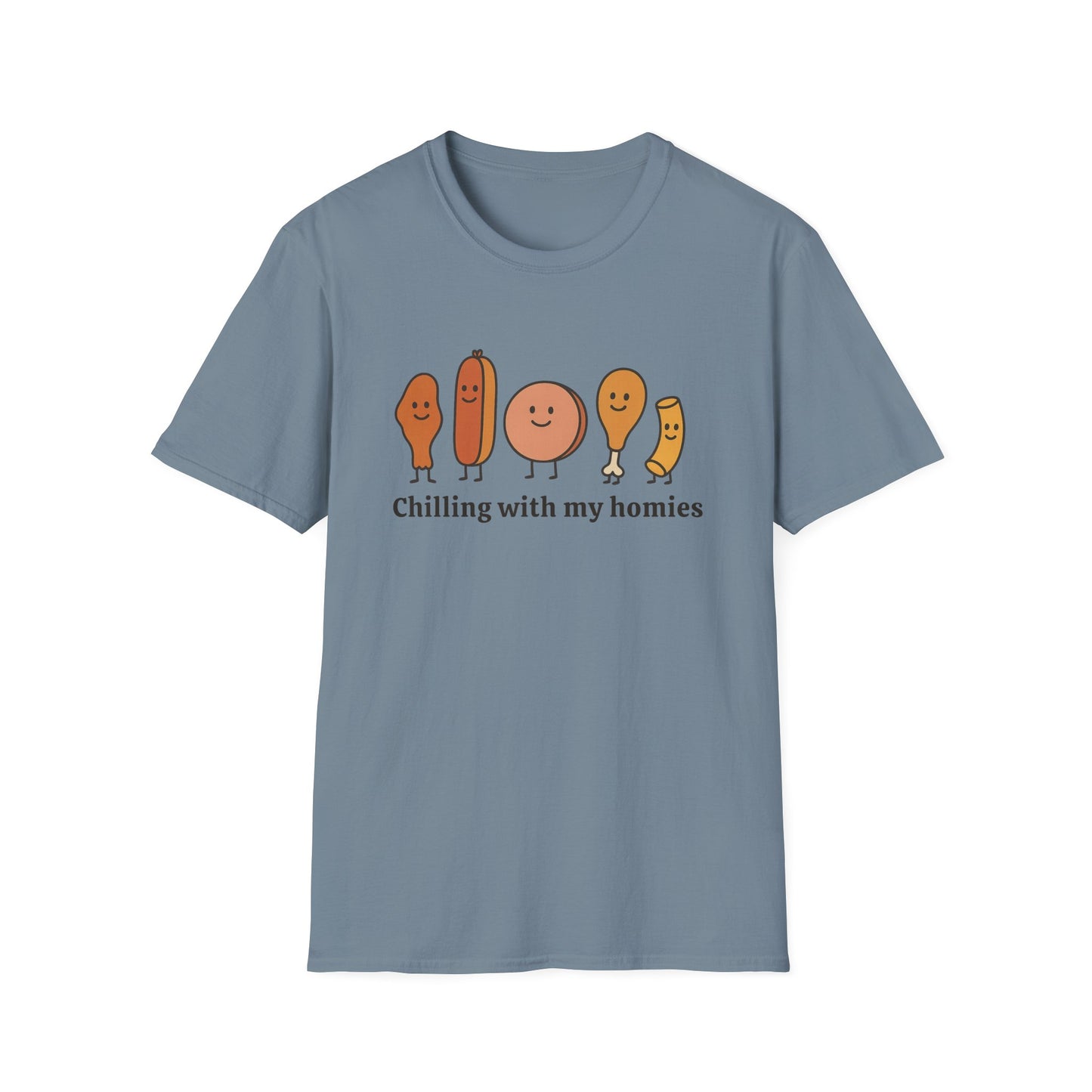 Chilling with my homies chicken wing hot dog bologna chicken macaroni Tee - Casual Apparel, Chicken Wing Lover, Chill Vibes