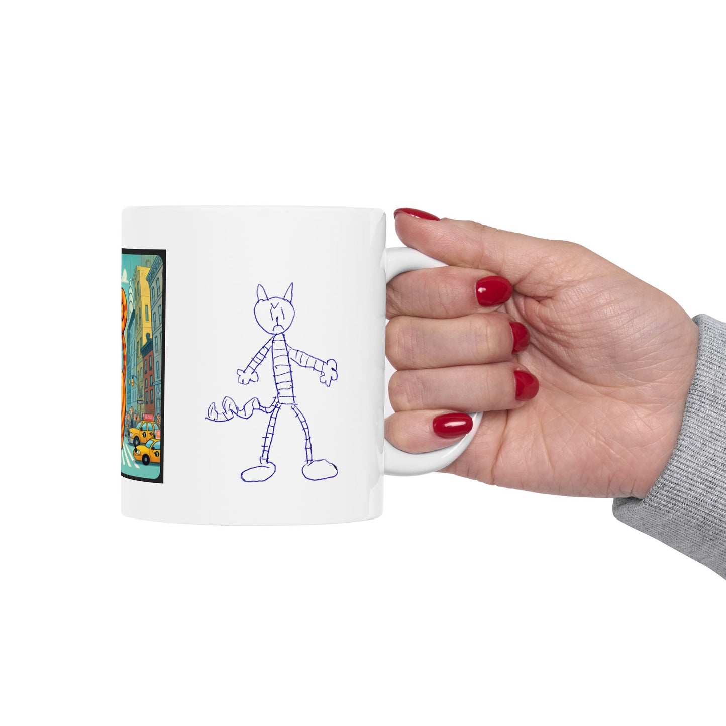 Mug - Big City Cat and big Kid's Cat Sketch Ceramic Mug (11oz, 15oz) - Big city, Cat sketch, Cat themed mug