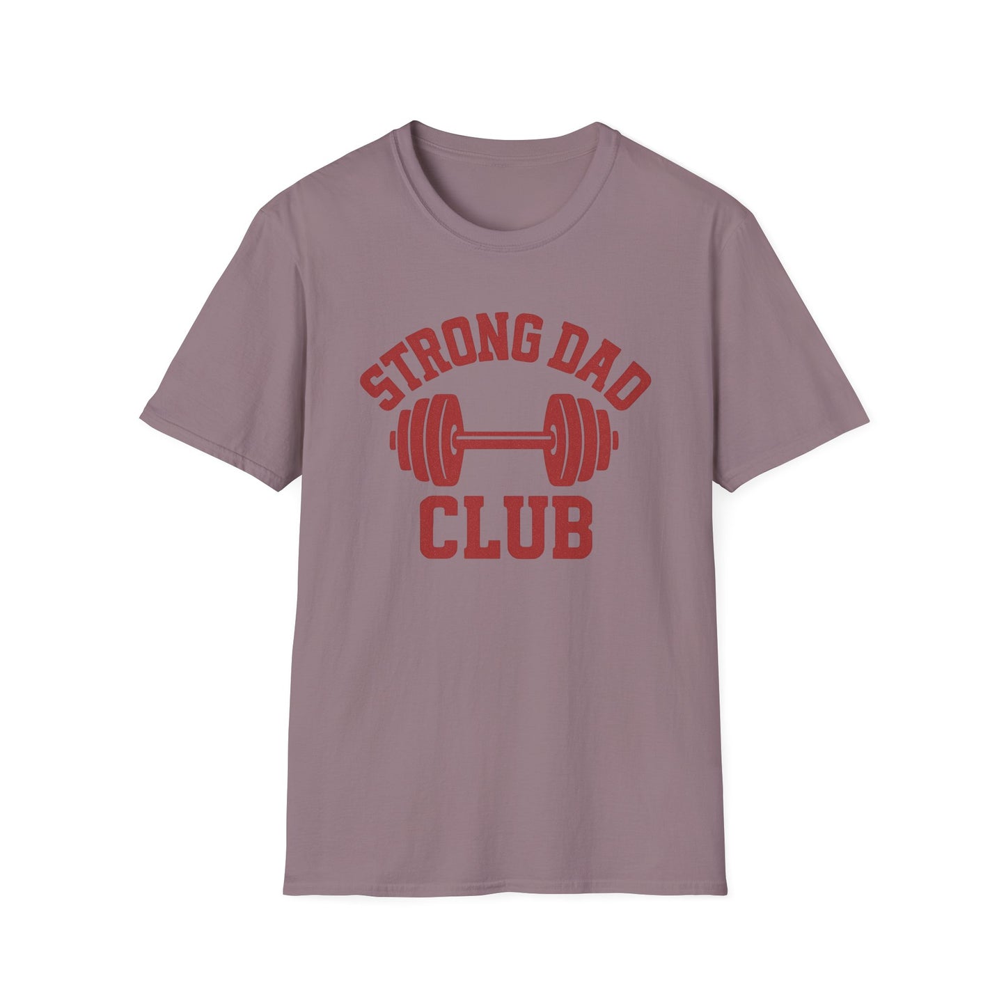 T-Shirt Gym Dad 'Strong Dad Club' Barbell Emblem Athletic Tee - Athletic Dad, Barbell Design, Barbell Emblem