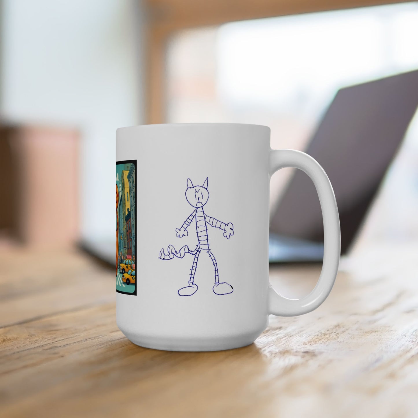Mug - Big City Cat and big Kid's Cat Sketch Ceramic Mug (11oz, 15oz) - Big city, Cat sketch, Cat themed mug