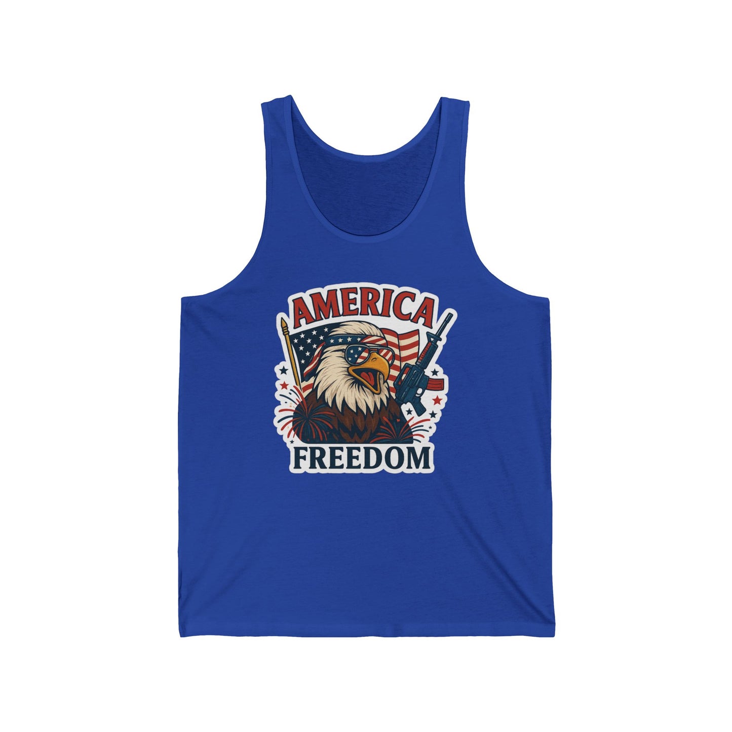 Tank Top - Patriotic America Freedom Eagle Flag Rifle Sunglasses Fireworks - 4th of July tank, Eagle and flag top, Freedom themed tank