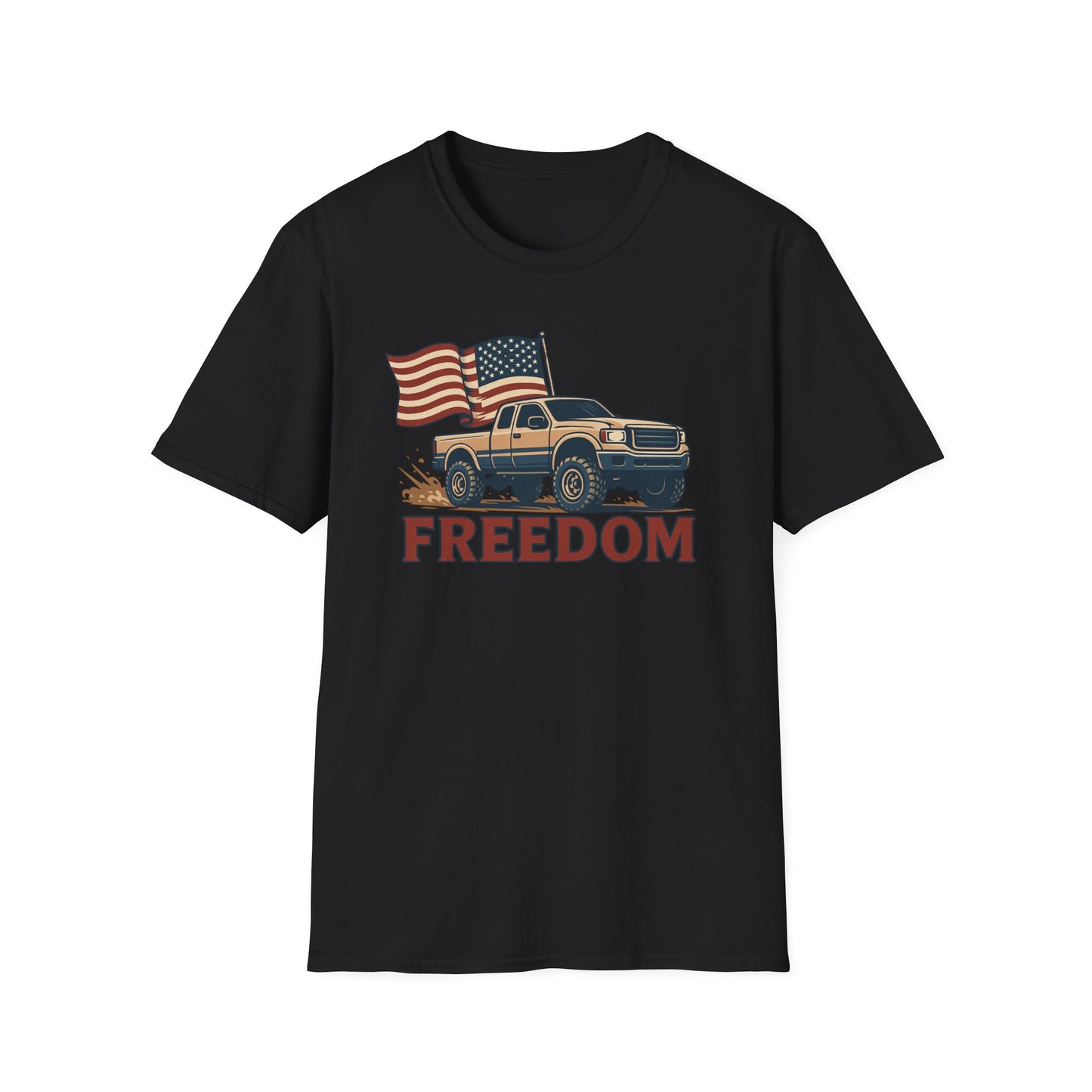 T-Shirt with American Freedom Pickup Truck Design - 4th of July Outfit, American Dream Shirt, American Pride Shirt