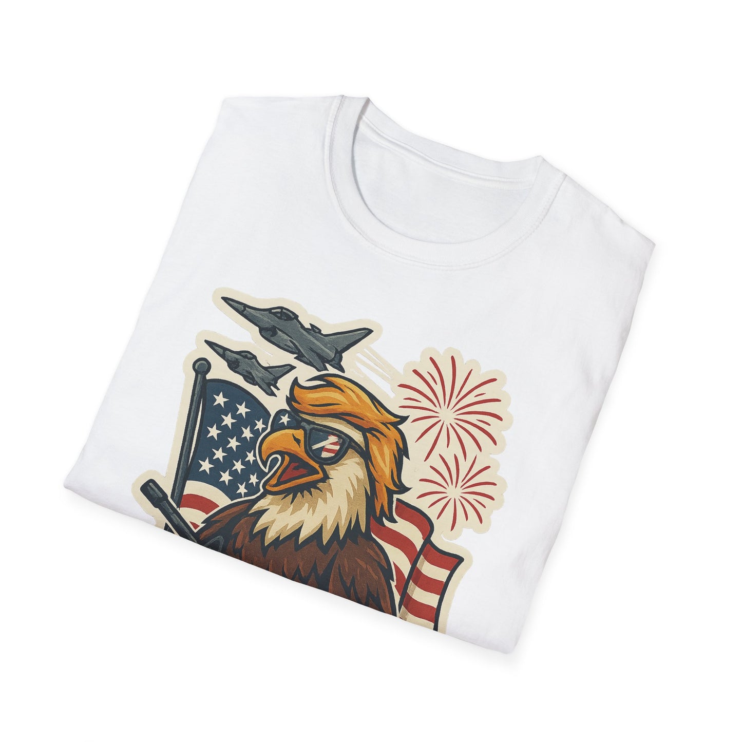 Patriotic T-Shirt with America Jets and Eagle Design - Air Force Jets Tee, American Eagles, American Flag Shirt