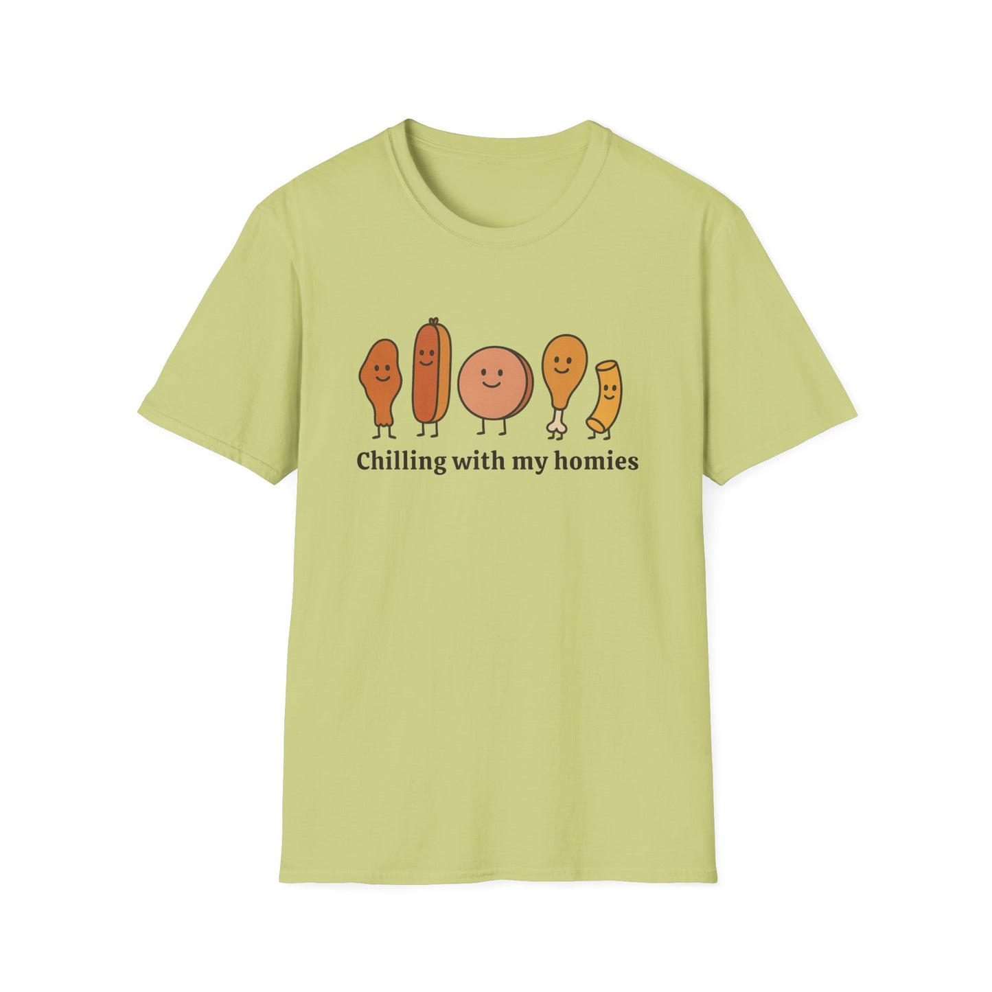 Chilling with my homies chicken wing hot dog bologna chicken macaroni Tee - Casual Apparel, Chicken Wing Lover, Chill Vibes