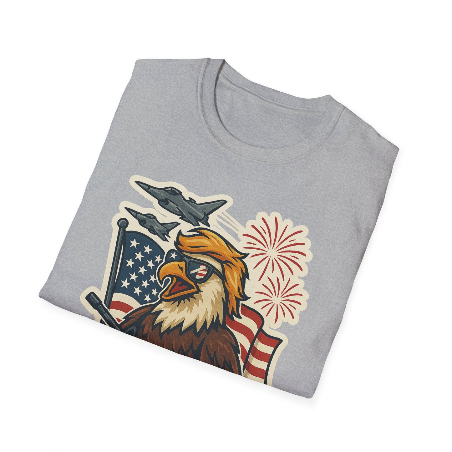 Patriotic T-Shirt with America Jets and Eagle Design - Air Force Jets Tee, American Eagles, American Flag Shirt