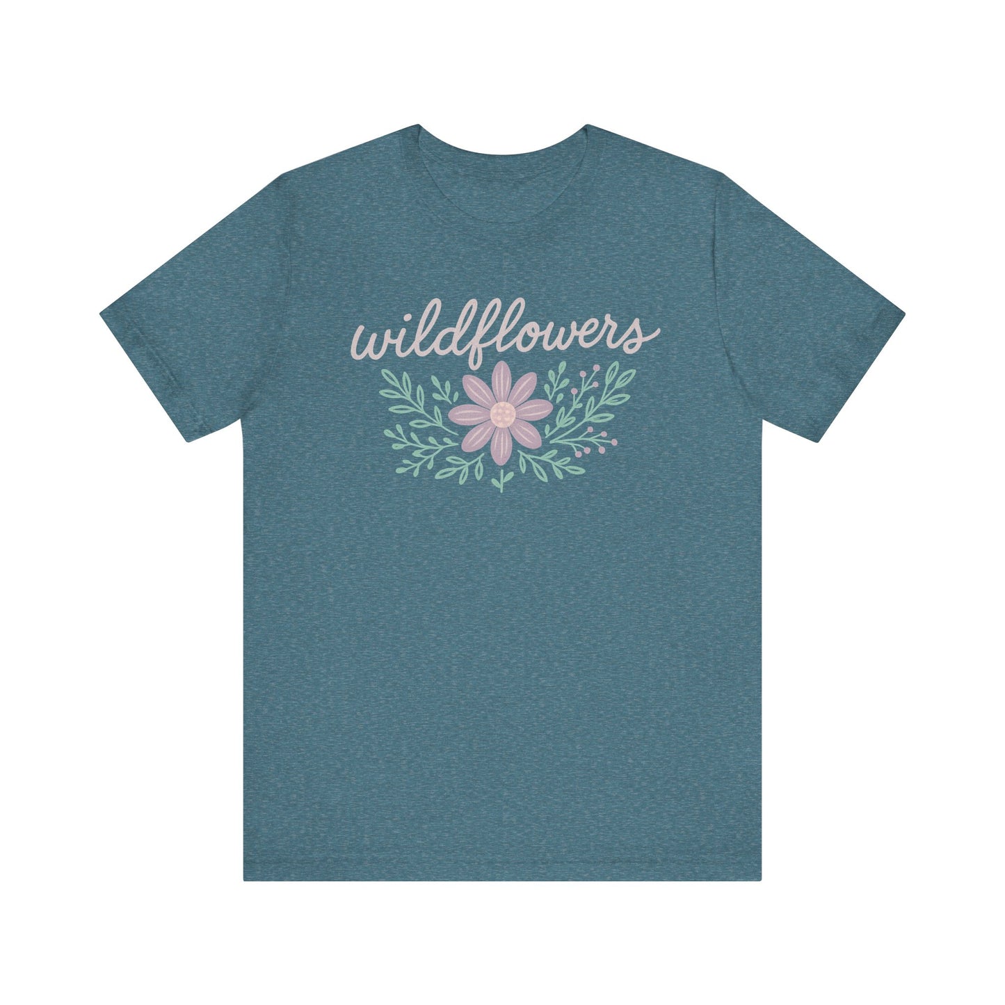 Chalk Art Wildflowers Tee - Bohemian Shirt, Boho Chic Tee, Casual Spring Style