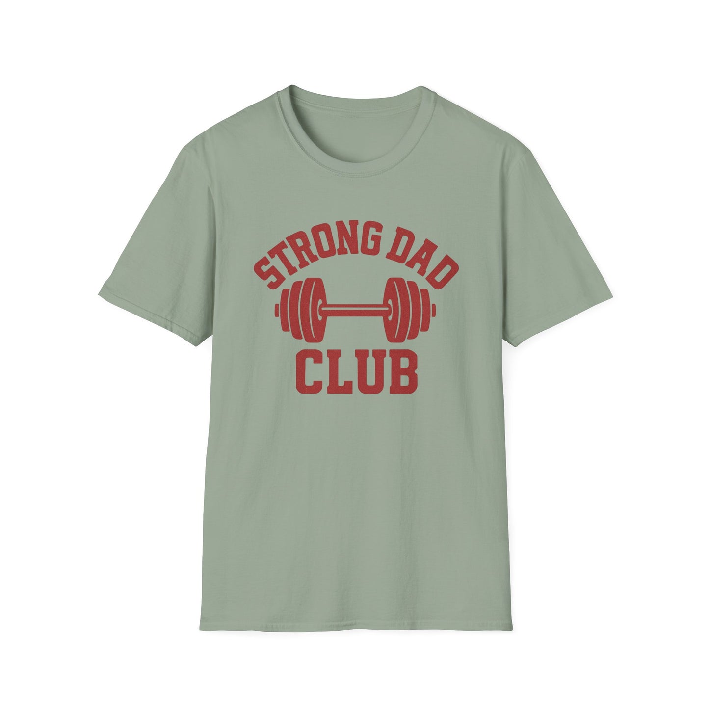 T-Shirt Gym Dad 'Strong Dad Club' Barbell Emblem Athletic Tee - Athletic Dad, Barbell Design, Barbell Emblem