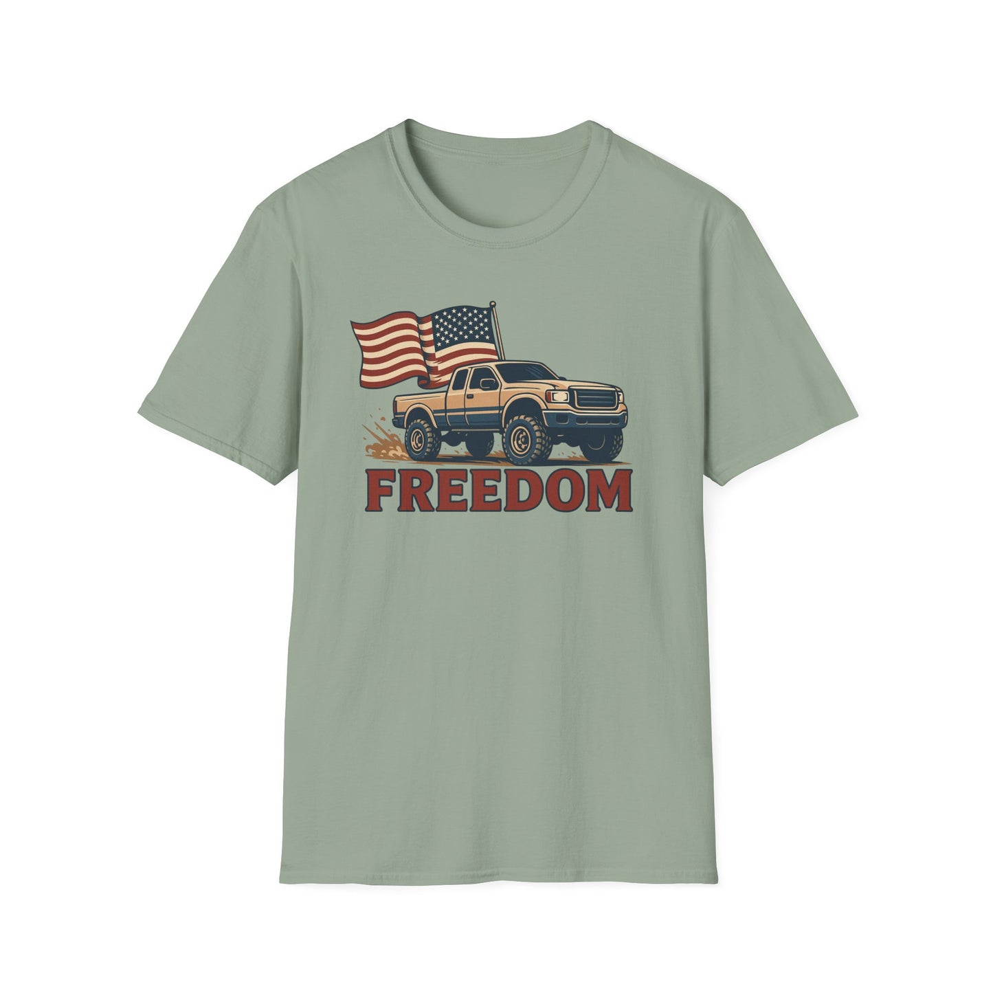 T-Shirt with American Freedom Pickup Truck Design - 4th of July Outfit, American Dream Shirt, American Pride Shirt