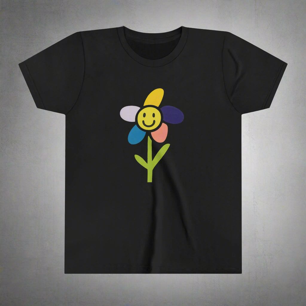 Kid's Flower Graphic Tee - Birthday Gift, Child's Drawing, Colorful Flower