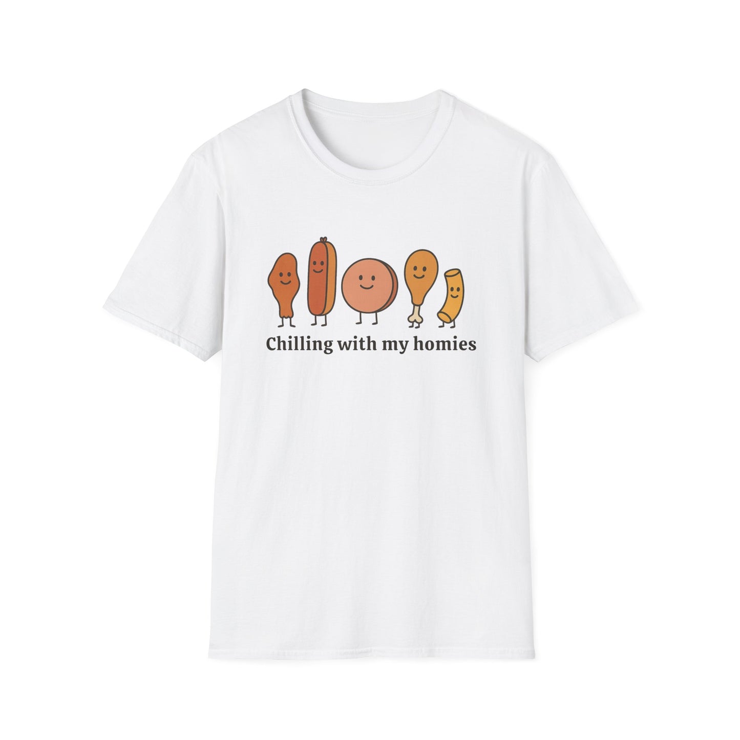 Chilling with my homies chicken wing hot dog bologna chicken macaroni Tee - Casual Apparel, Chicken Wing Lover, Chill Vibes