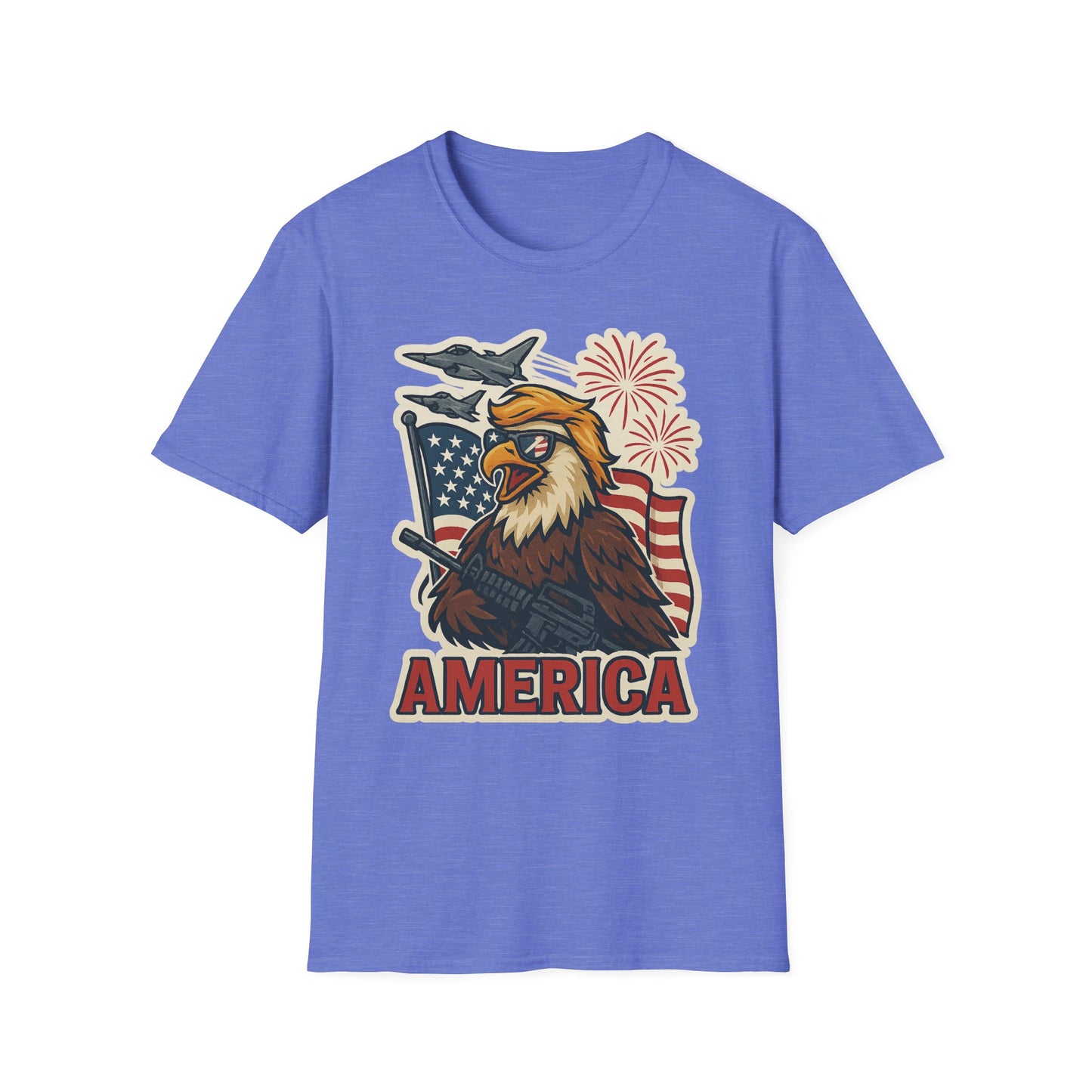 Patriotic T-Shirt with America Jets and Eagle Design - Air Force Jets Tee, American Eagles, American Flag Shirt