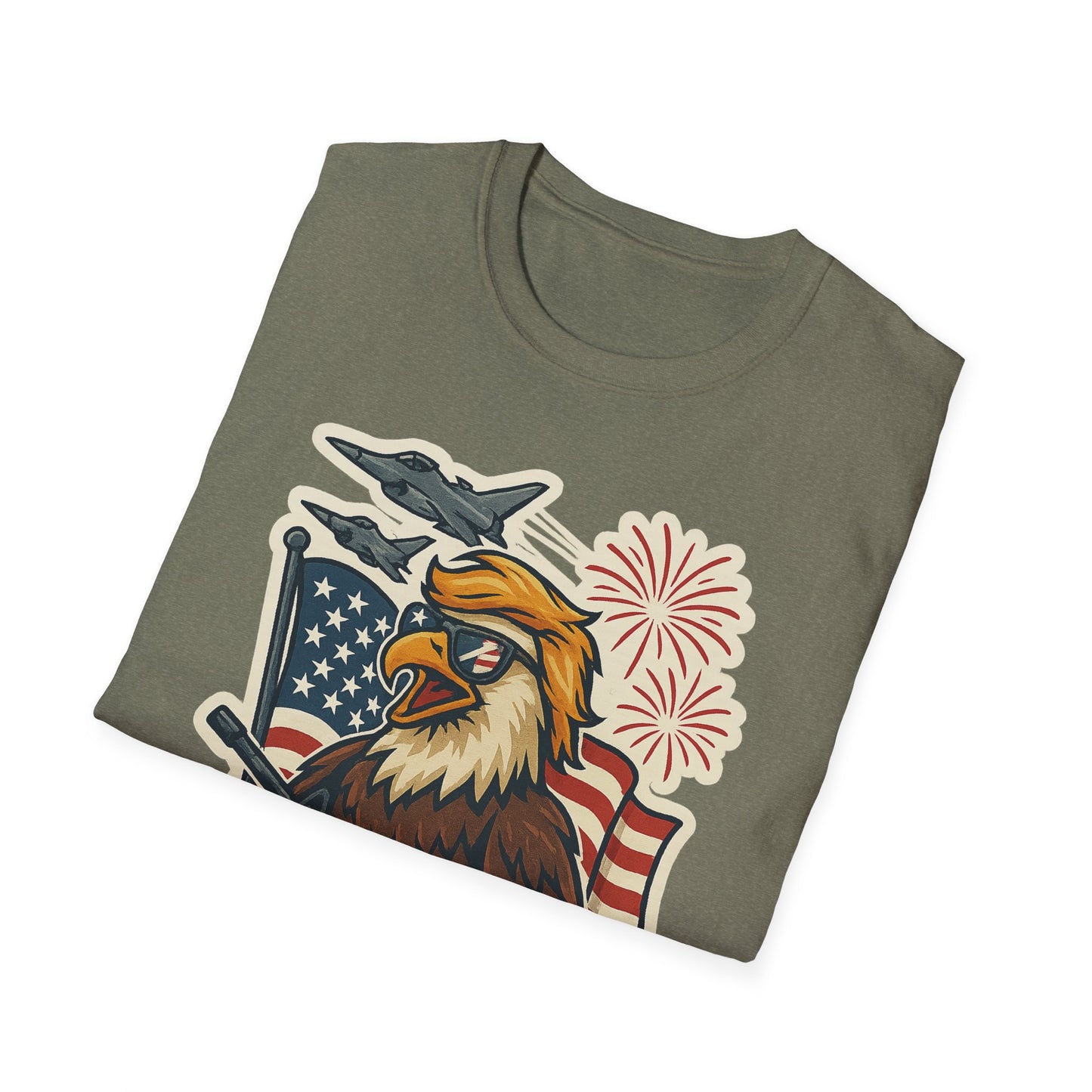 Patriotic T-Shirt with America Jets and Eagle Design - Air Force Jets Tee, American Eagles, American Flag Shirt