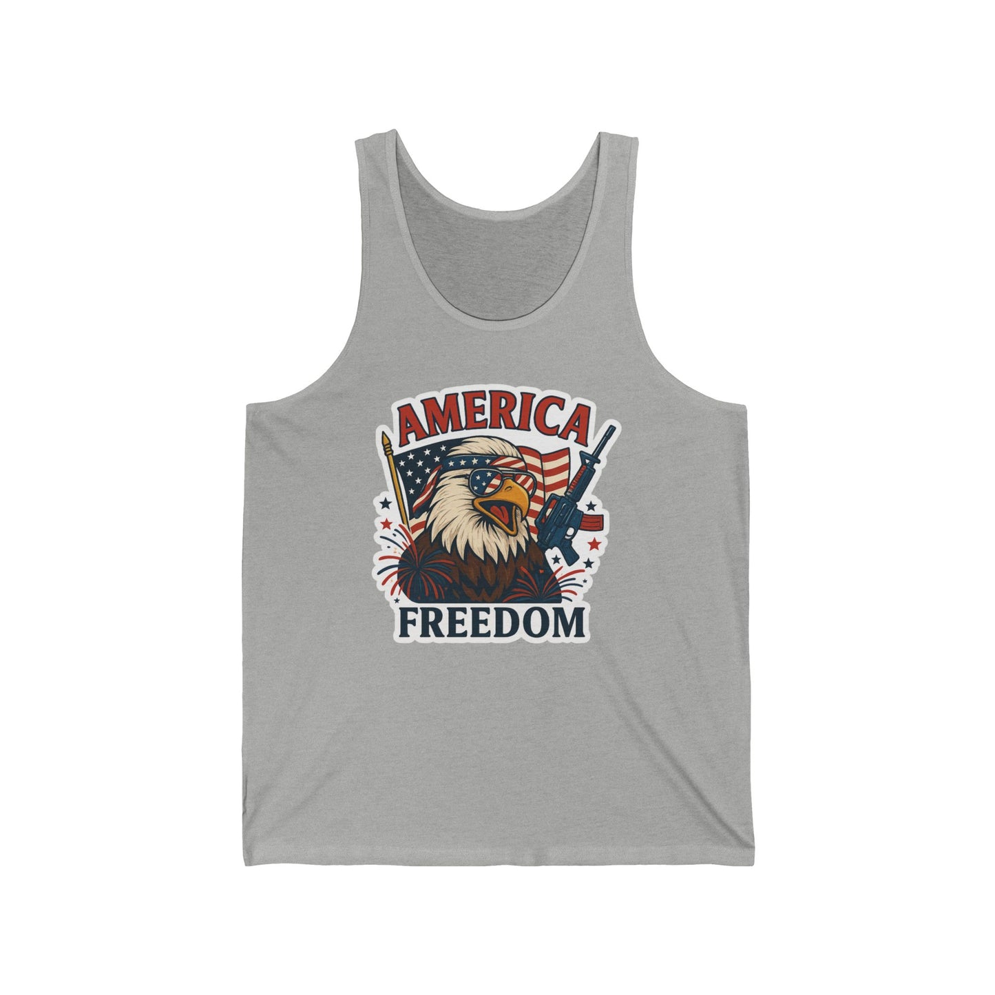Tank Top - Patriotic America Freedom Eagle Flag Rifle Sunglasses Fireworks - 4th of July tank, Eagle and flag top, Freedom themed tank