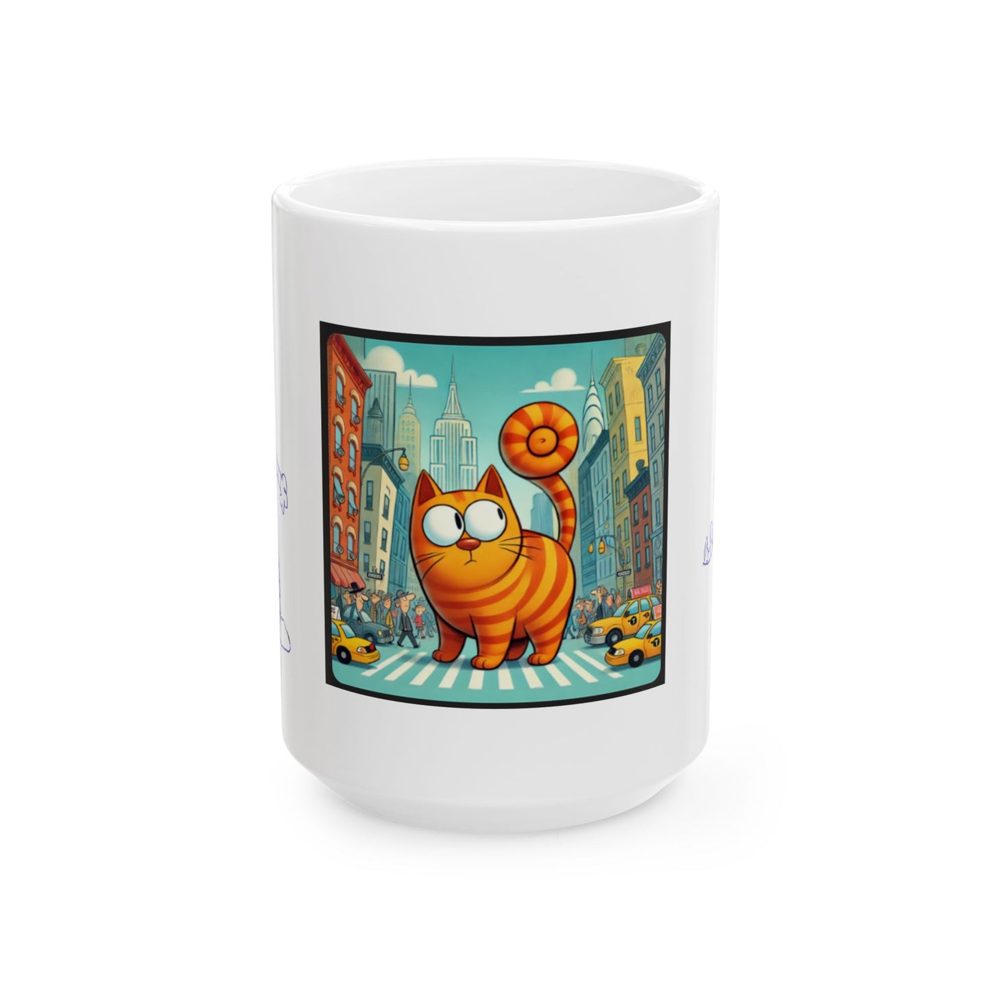 Mug - Big City Cat and big Kid's Cat Sketch Ceramic Mug (11oz, 15oz) - Big city, Cat sketch, Cat themed mug