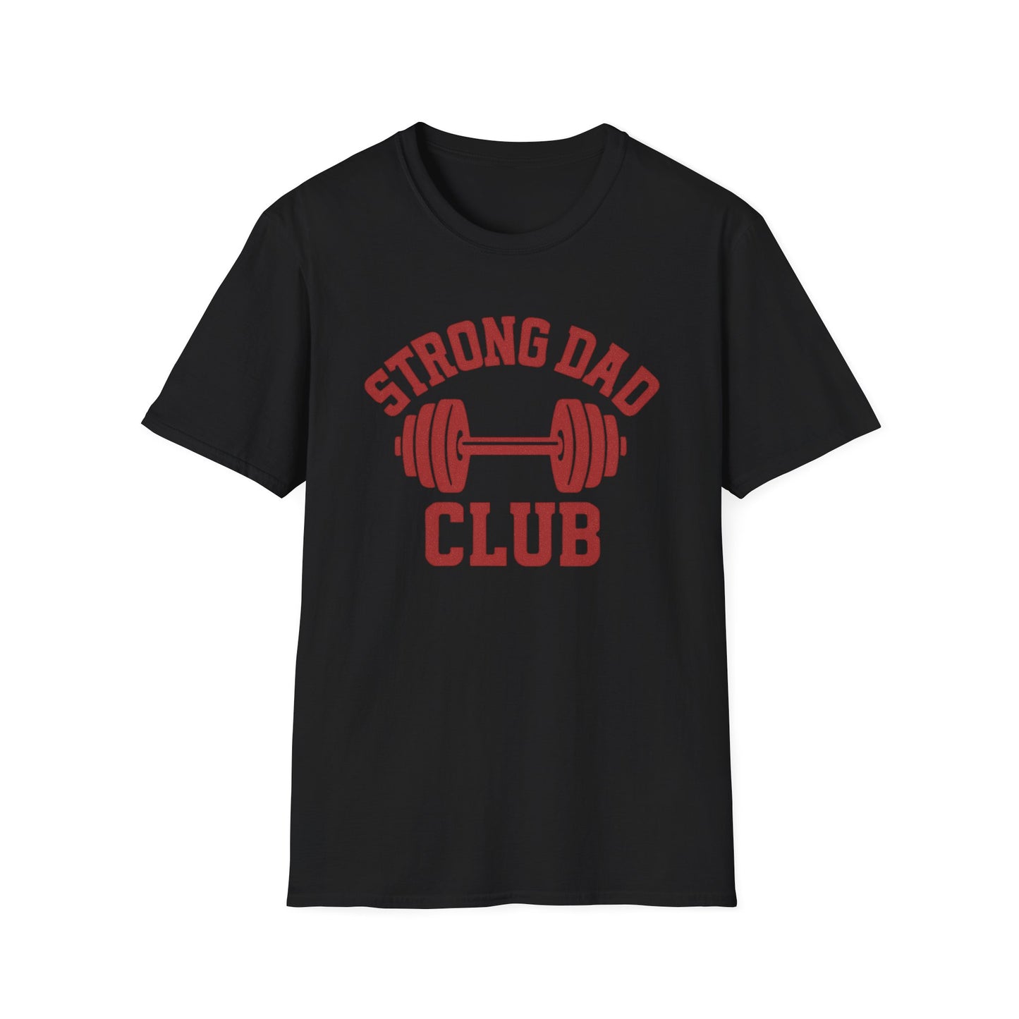 T-Shirt Gym Dad 'Strong Dad Club' Barbell Emblem Athletic Tee - Athletic Dad, Barbell Design, Barbell Emblem
