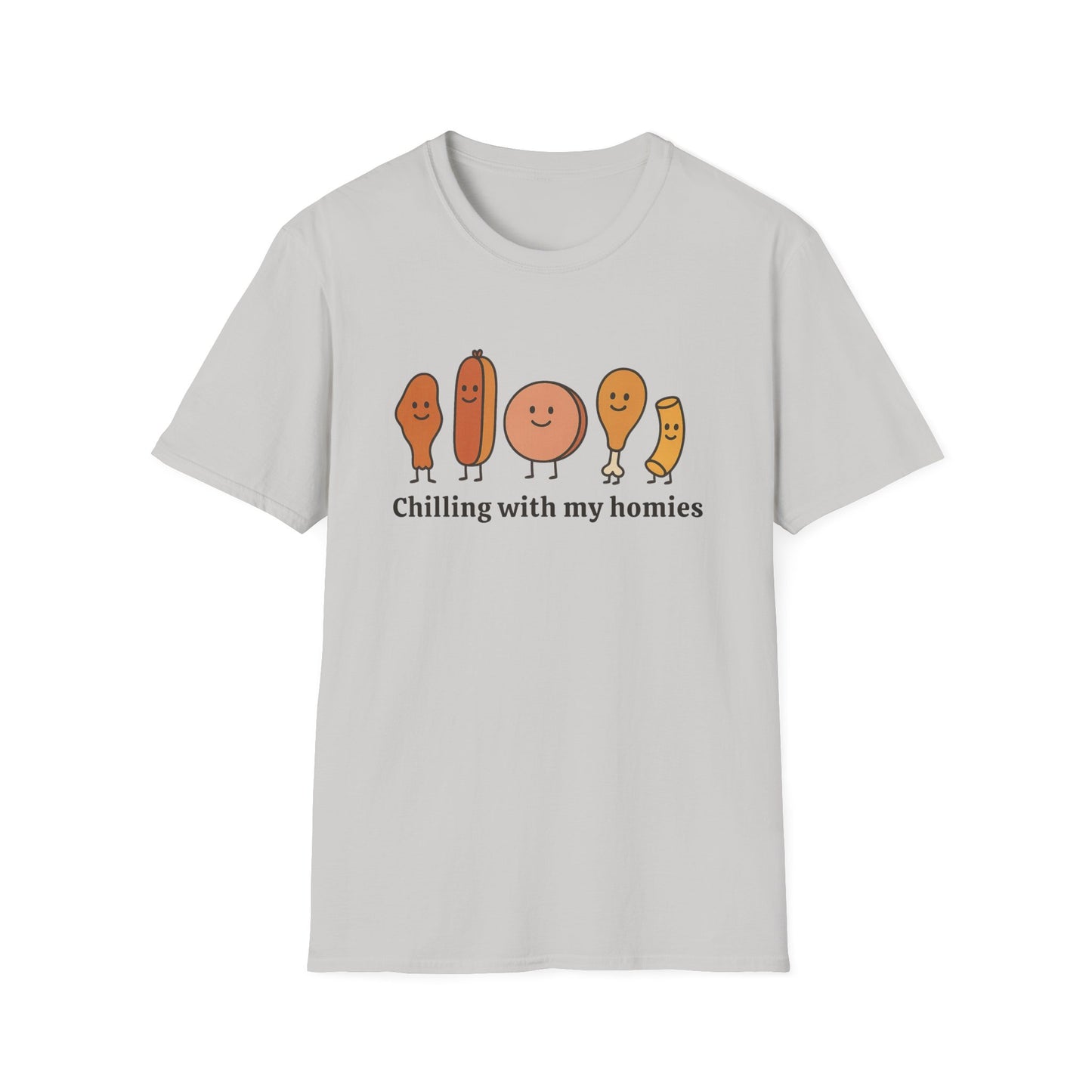 Chilling with my homies chicken wing hot dog bologna chicken macaroni Tee - Casual Apparel, Chicken Wing Lover, Chill Vibes