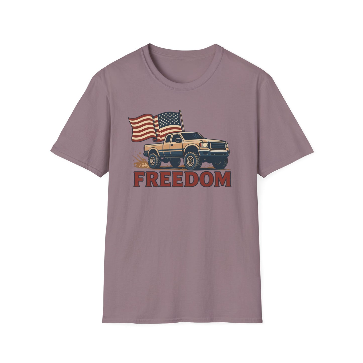 T-Shirt with American Freedom Pickup Truck Design - 4th of July Outfit, American Dream Shirt, American Pride Shirt