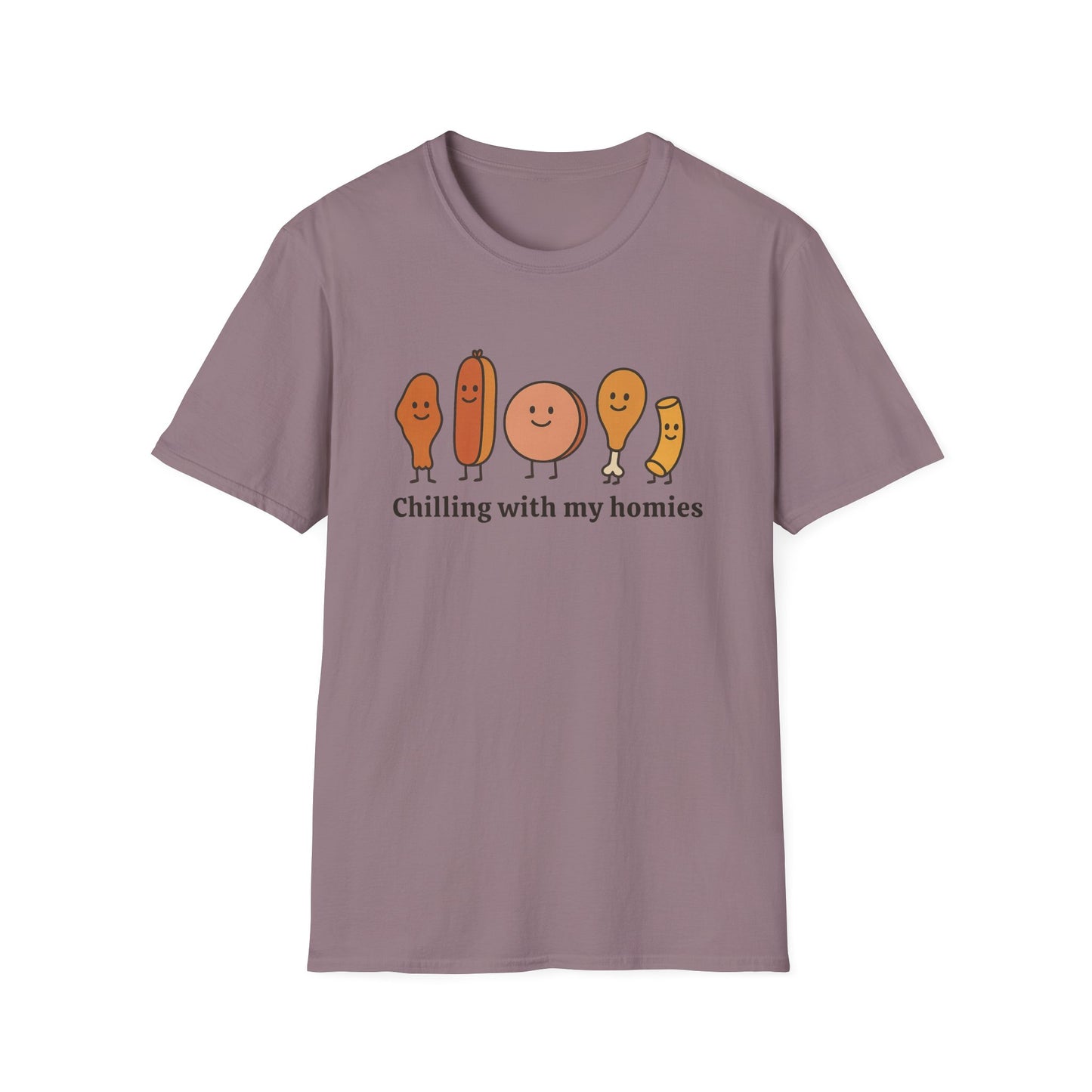 Chilling with my homies chicken wing hot dog bologna chicken macaroni Tee - Casual Apparel, Chicken Wing Lover, Chill Vibes