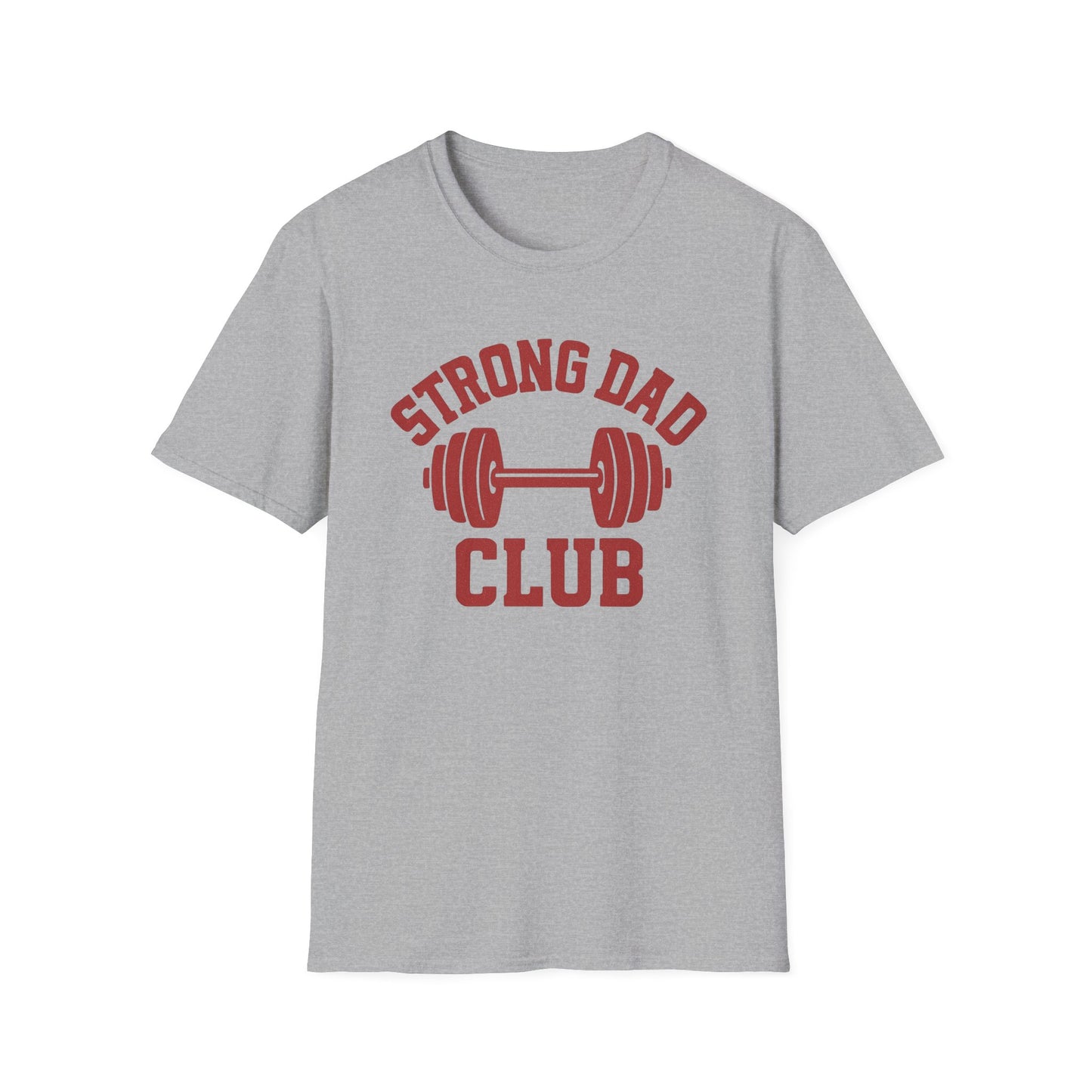T-Shirt Gym Dad 'Strong Dad Club' Barbell Emblem Athletic Tee - Athletic Dad, Barbell Design, Barbell Emblem