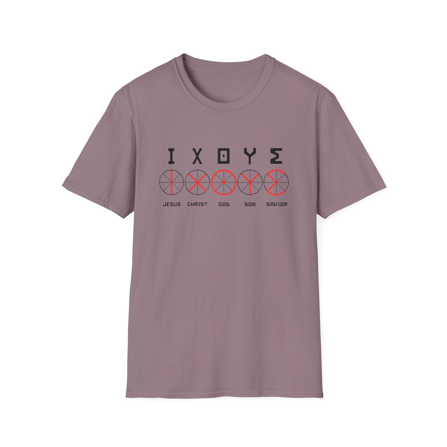 Christian Wheel Unisex T-Shirt - ΙΧΘΥΣ Greek Translated Design - Biblical Quote Shirt, Christian Fashion, Christian Gift