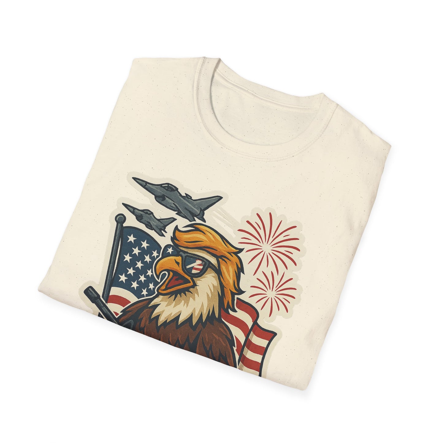 Patriotic T-Shirt with America Jets and Eagle Design - Air Force Jets Tee, American Eagles, American Flag Shirt