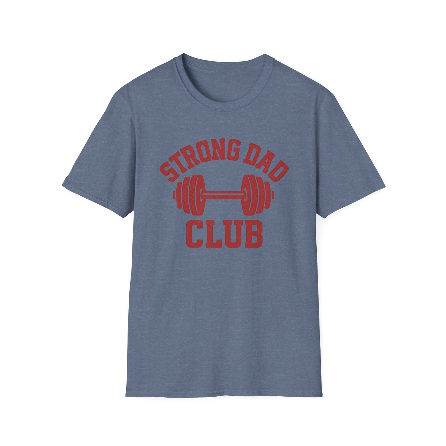 T-Shirt Gym Dad 'Strong Dad Club' Barbell Emblem Athletic Tee - Athletic Dad, Barbell Design, Barbell Emblem