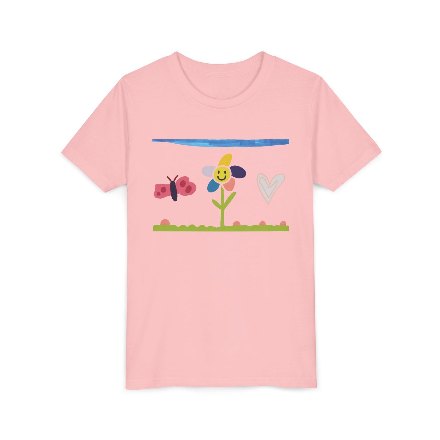 Kids Tee Whimsical Flower Heart Butterfly - 5 Year Old Artist, Butterfly Print, Child Artist