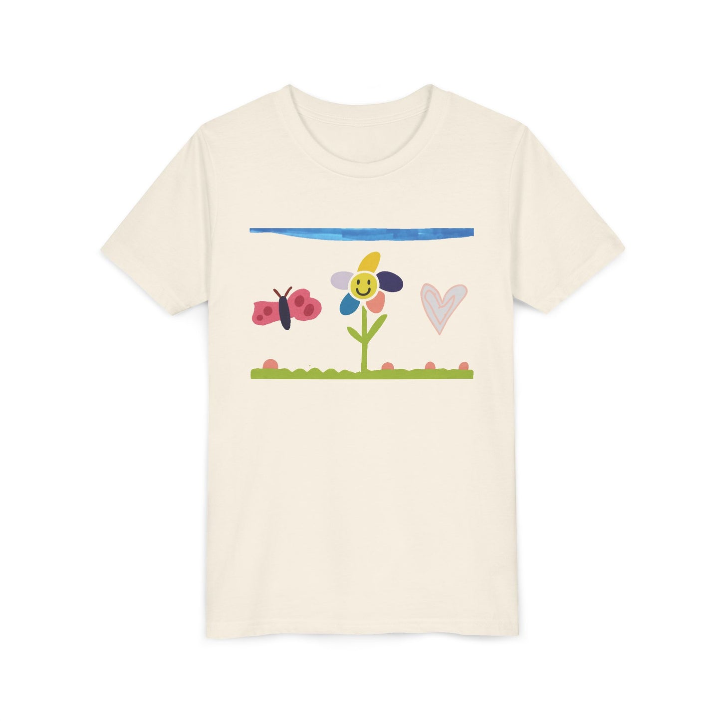 Kids Tee Whimsical Flower Heart Butterfly - 5 Year Old Artist, Butterfly Print, Child Artist