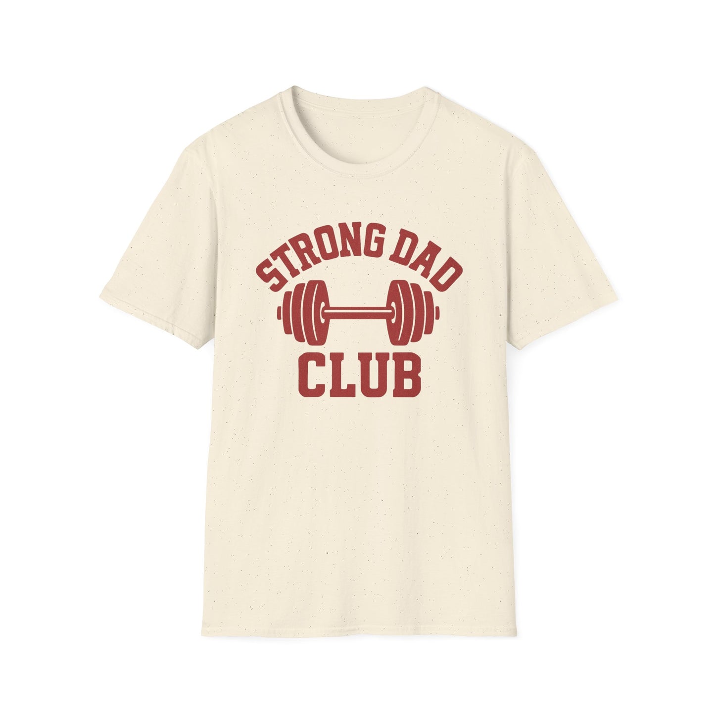 T-Shirt Gym Dad 'Strong Dad Club' Barbell Emblem Athletic Tee - Athletic Dad, Barbell Design, Barbell Emblem