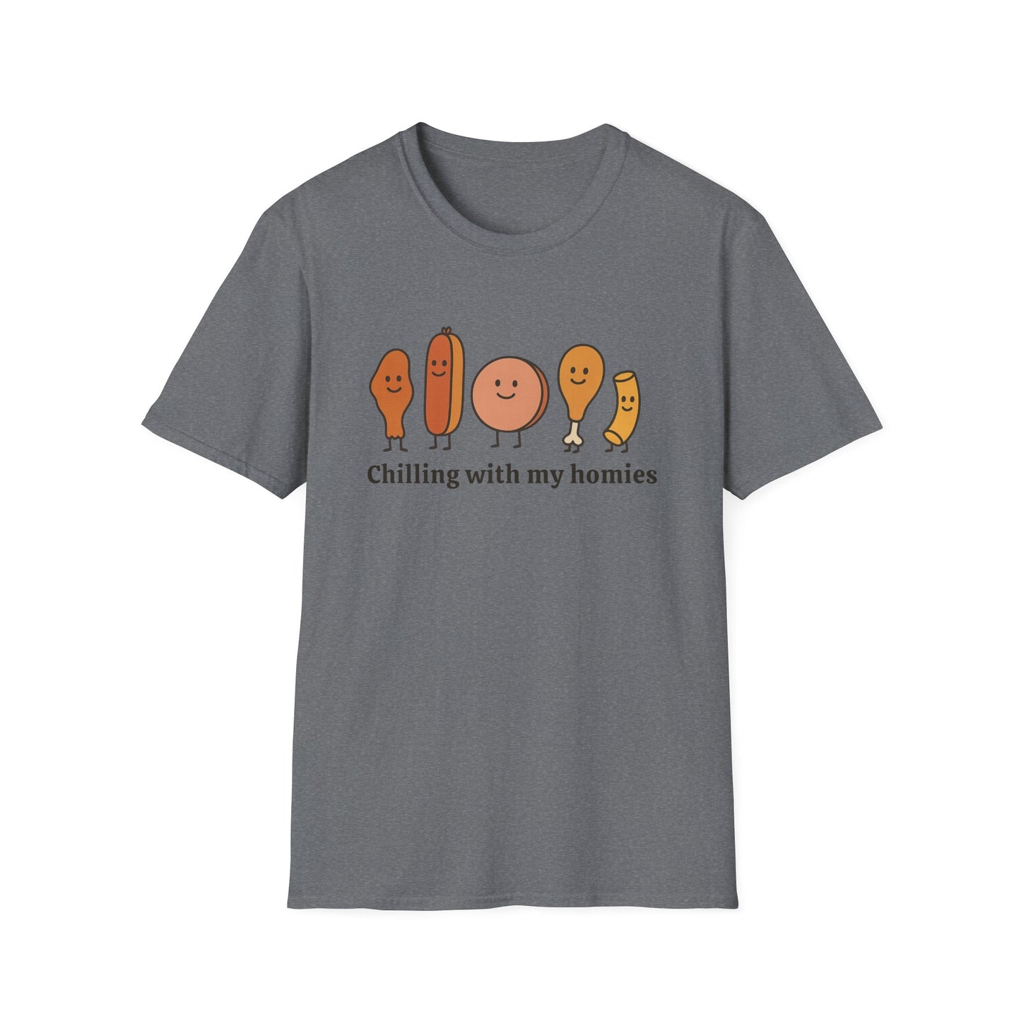 Chilling with my homies chicken wing hot dog bologna chicken macaroni Tee - Casual Apparel, Chicken Wing Lover, Chill Vibes