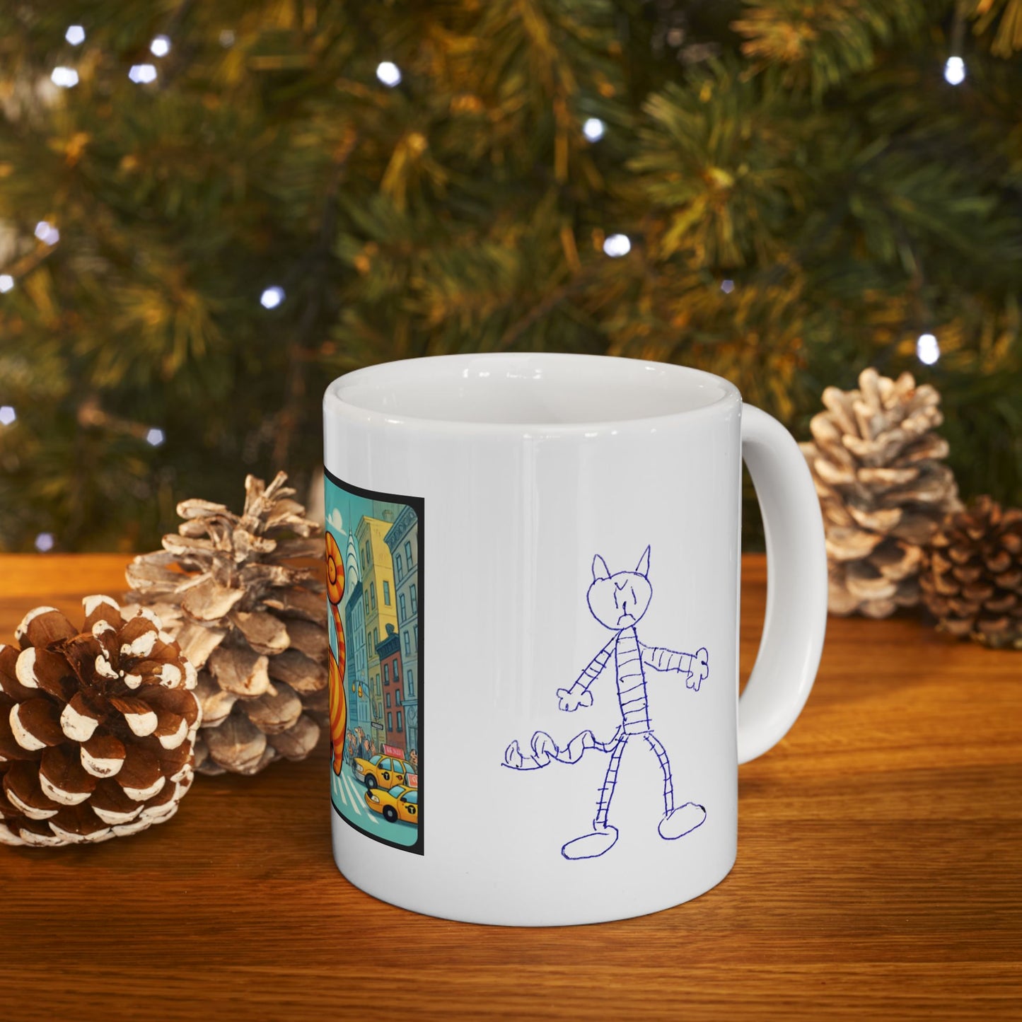 Mug - Big City Cat and big Kid's Cat Sketch Ceramic Mug (11oz, 15oz) - Big city, Cat sketch, Cat themed mug