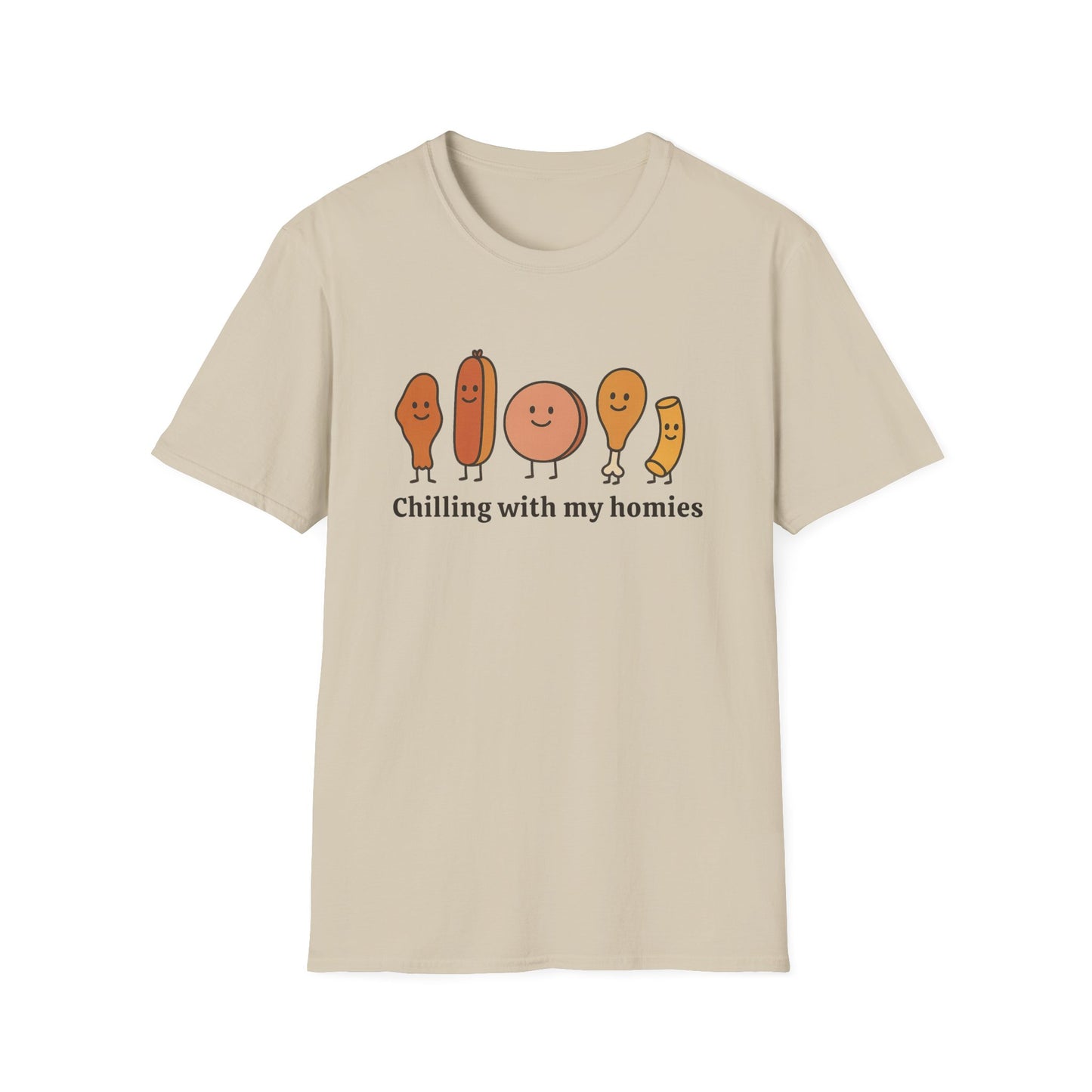 Chilling with my homies chicken wing hot dog bologna chicken macaroni Tee - Casual Apparel, Chicken Wing Lover, Chill Vibes