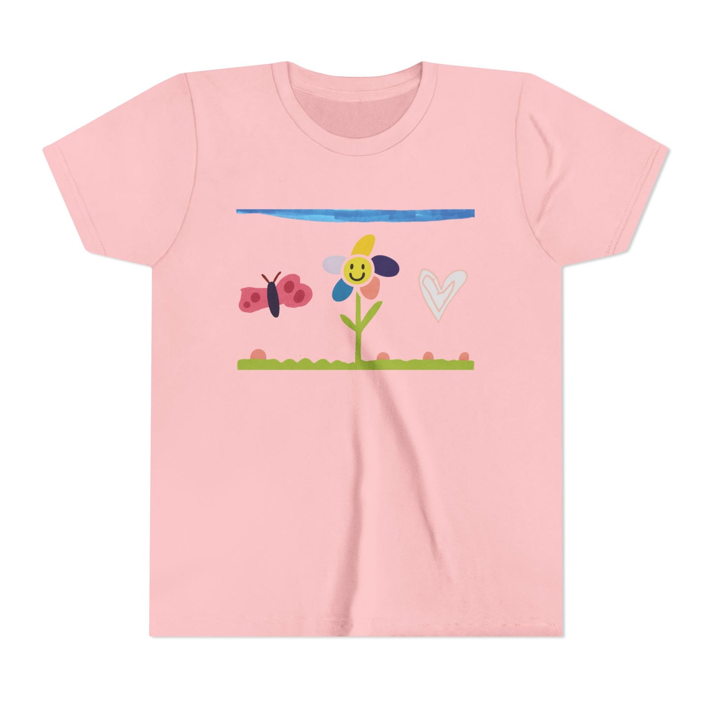 Kids Tee Whimsical Flower Heart Butterfly - 5 Year Old Artist, Butterfly Print, Child Artist