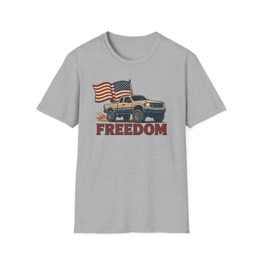 T-Shirt with American Freedom Pickup Truck Design - 4th of July Outfit, American Dream Shirt, American Pride Shirt