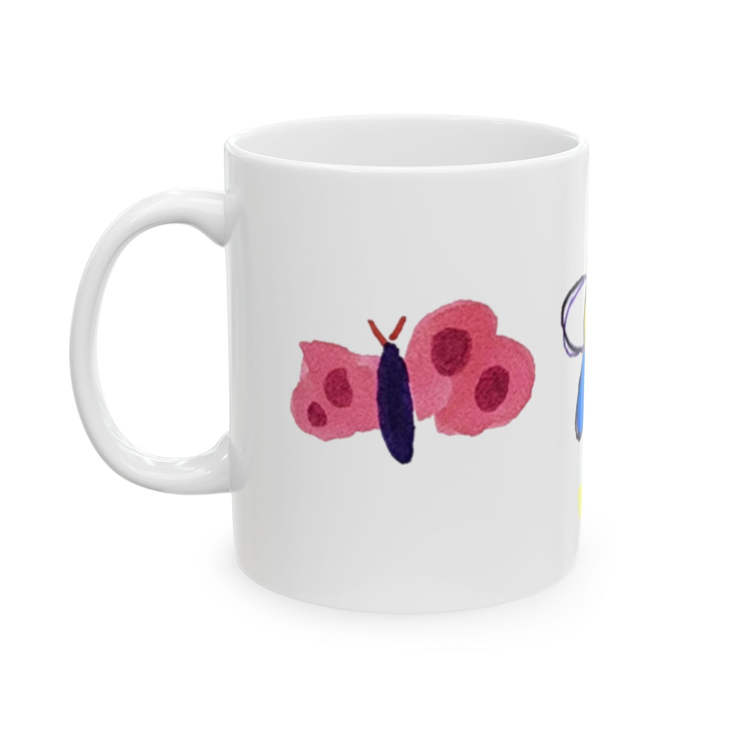 Mug - Whimsical Flower Heart Butterfly Drawn by 5 Year Old Girl