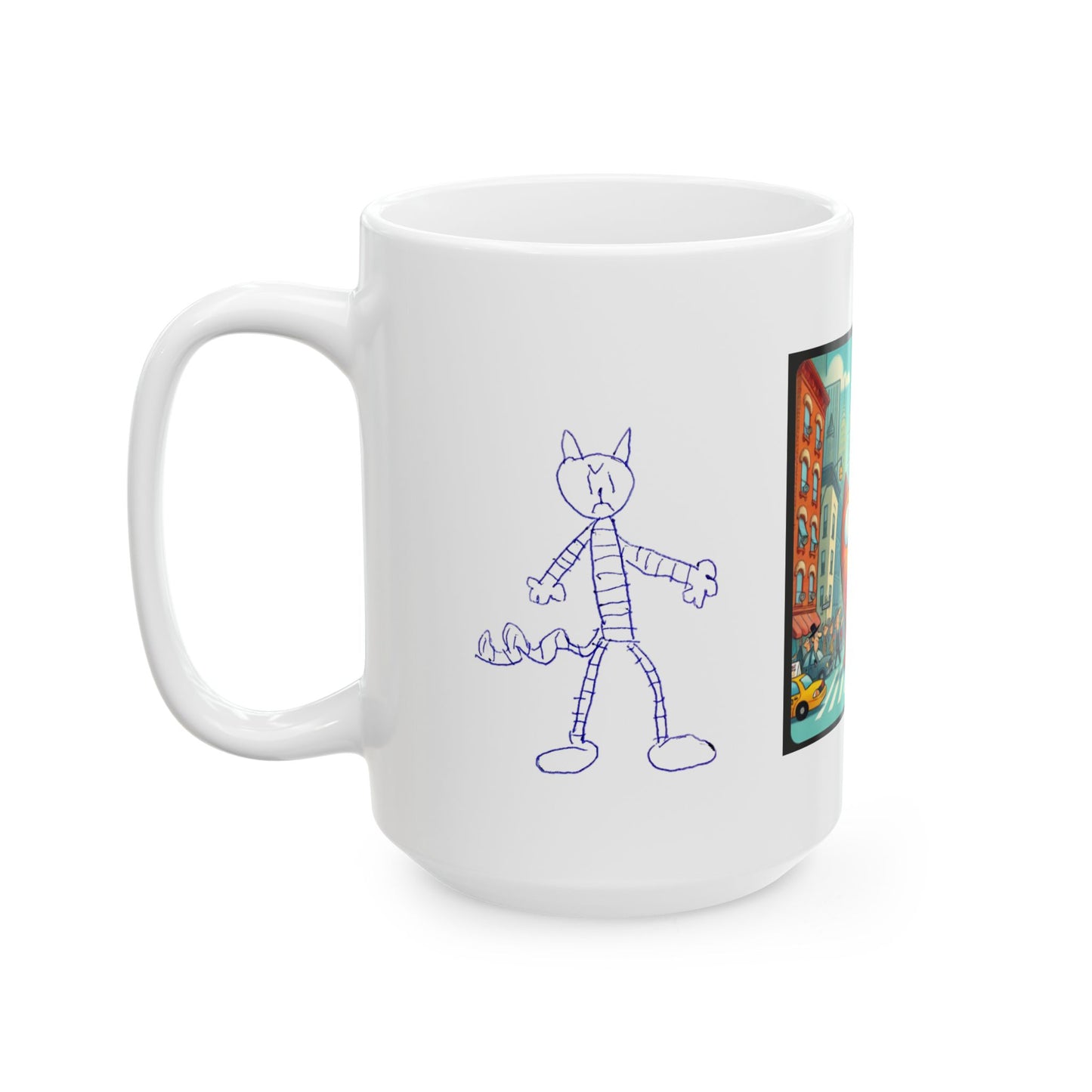 Mug - Big City Cat and big Kid's Cat Sketch Ceramic Mug (11oz, 15oz)