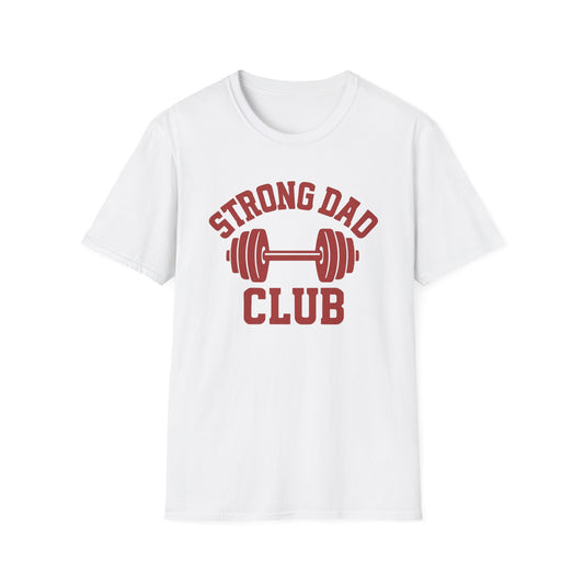 T-Shirt Gym Dad 'Strong Dad Club' Barbell Emblem Athletic Tee - Athletic Dad, Barbell Design, Barbell Emblem