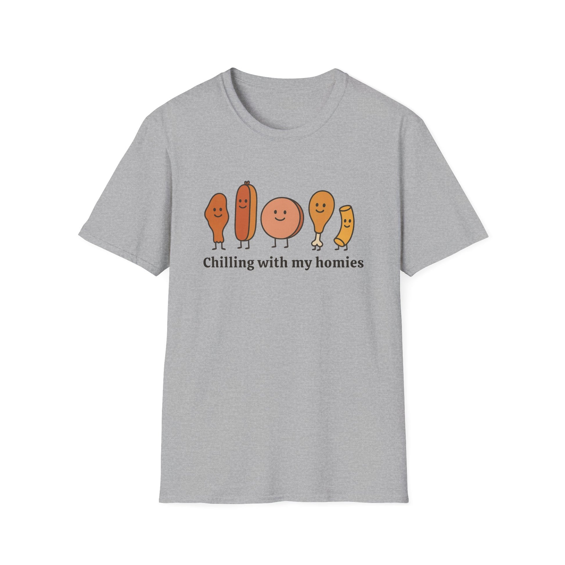 Chilling with my homies chicken wing hot dog bologna chicken macaroni Tee - Casual Apparel, Chicken Wing Lover, Chill Vibes