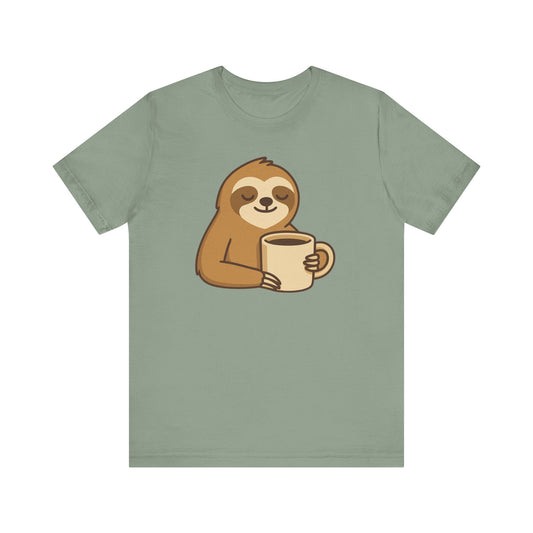 Sloth Loves Coffee Tee - Animal Tee, Caffeine Addict, Casual Shirt