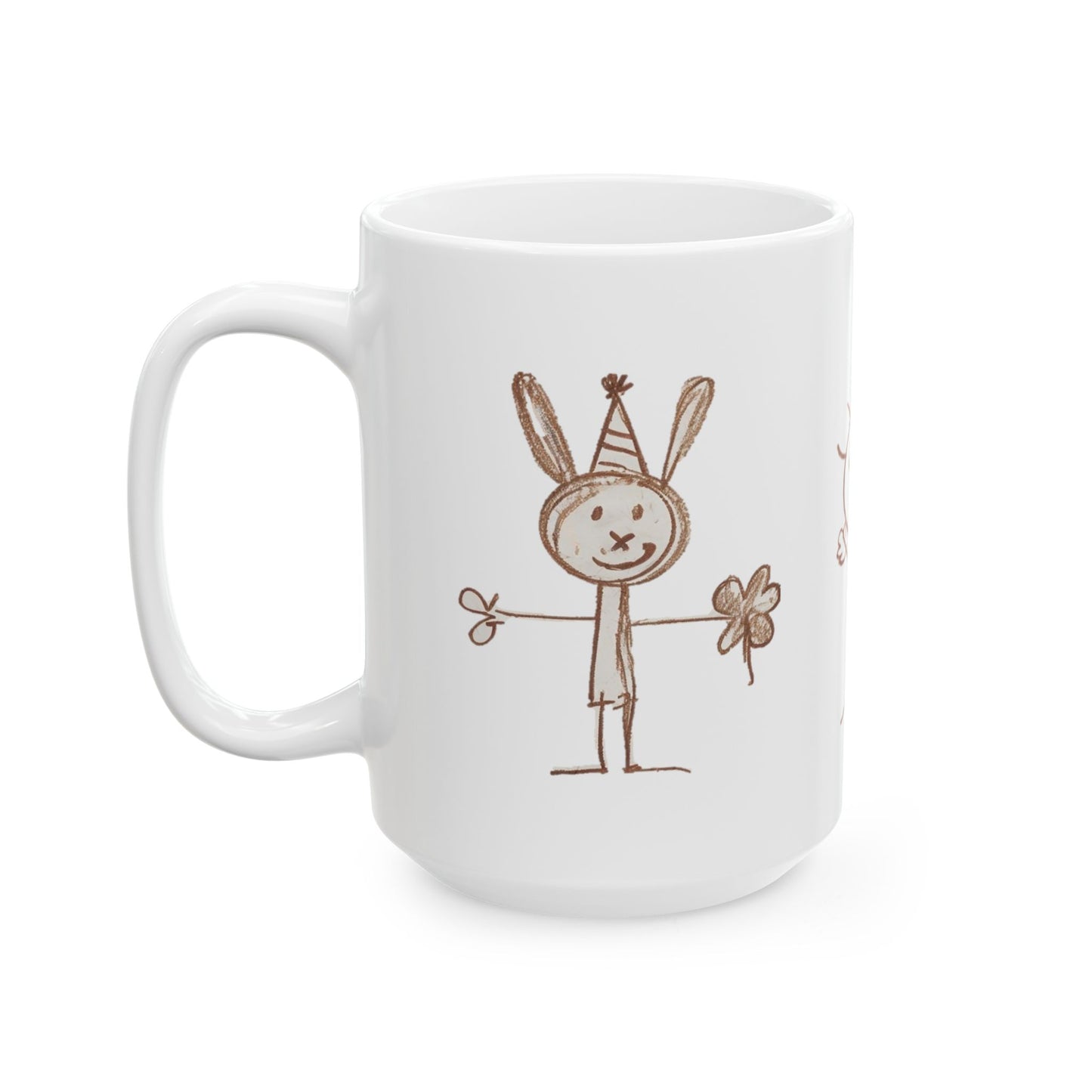 Childlike Bunny Mug, Adorable Rabbit Cup, Playful Animal Coffee Mug, Cute Bunny Tea Mug, Whimsical Ceramic Mug