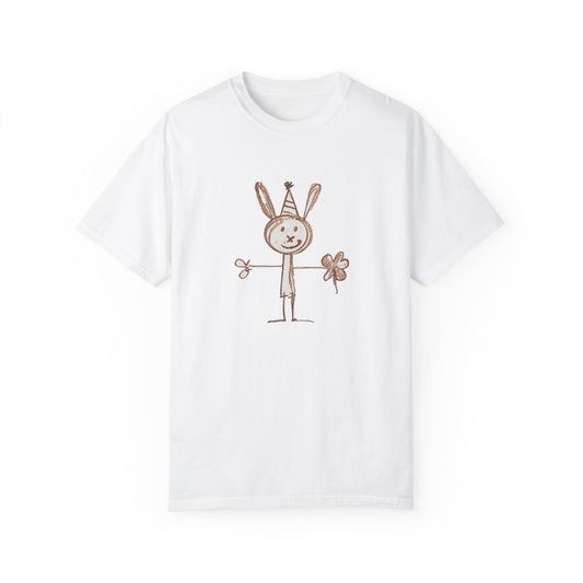 Playful Bunny Unisex Shirt, Childlike Brown Crayon Drawing Tee, Cute Rabbit Tshirt, Bunny Lover Gift, Easter Shirt, Animal Graphic Tee,